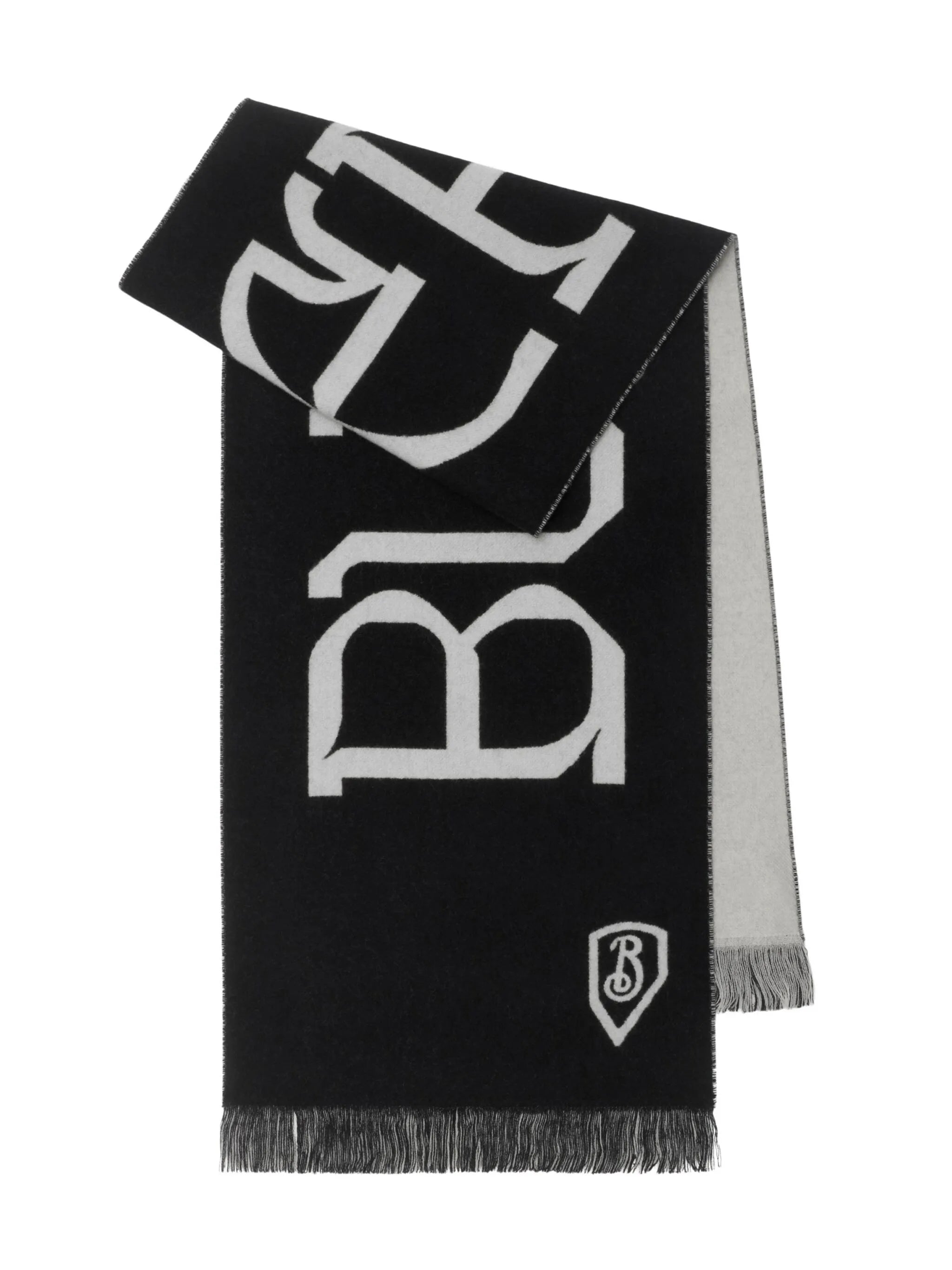 intarsia-logo wool scarf