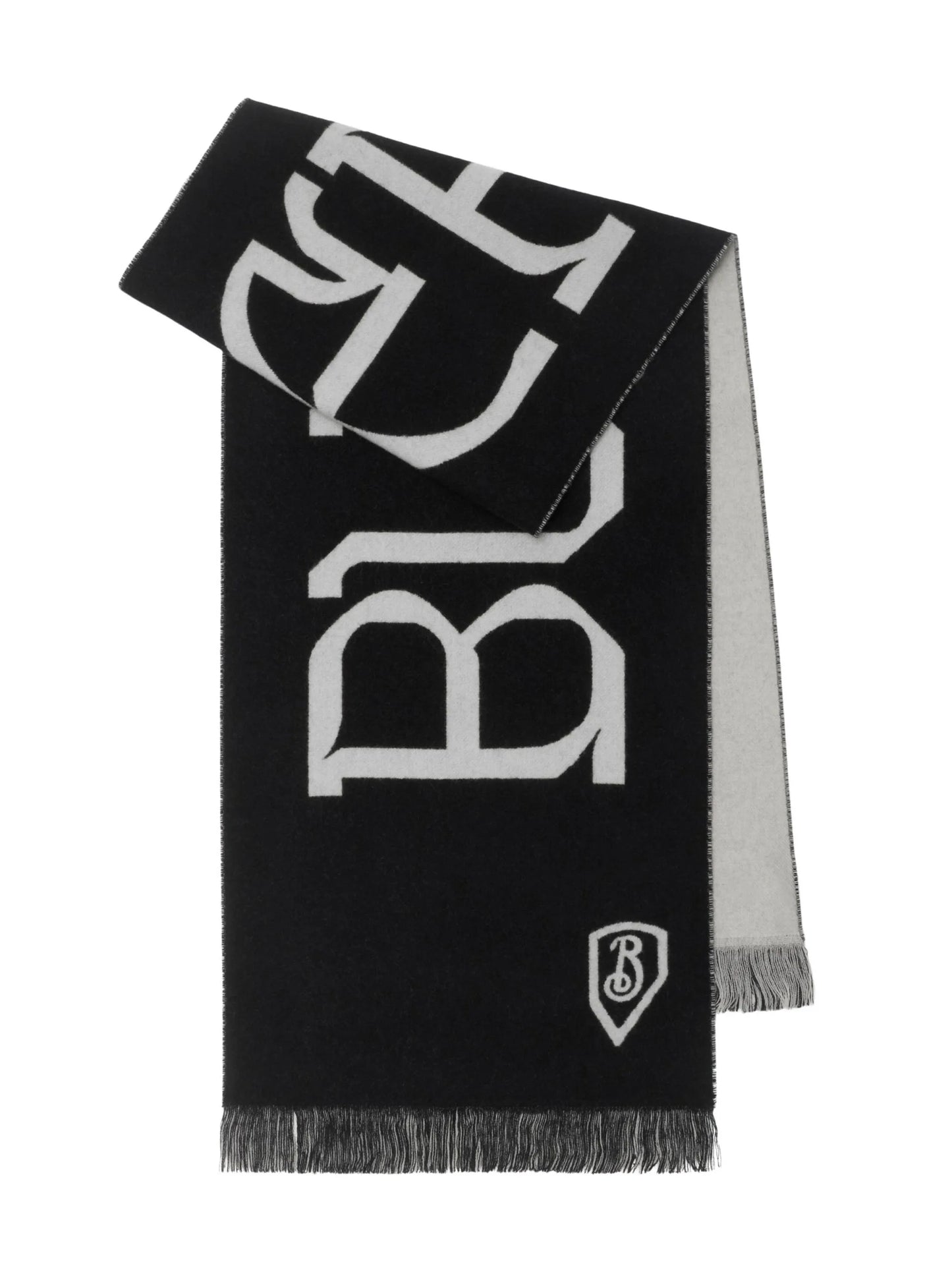 intarsia-logo wool scarf