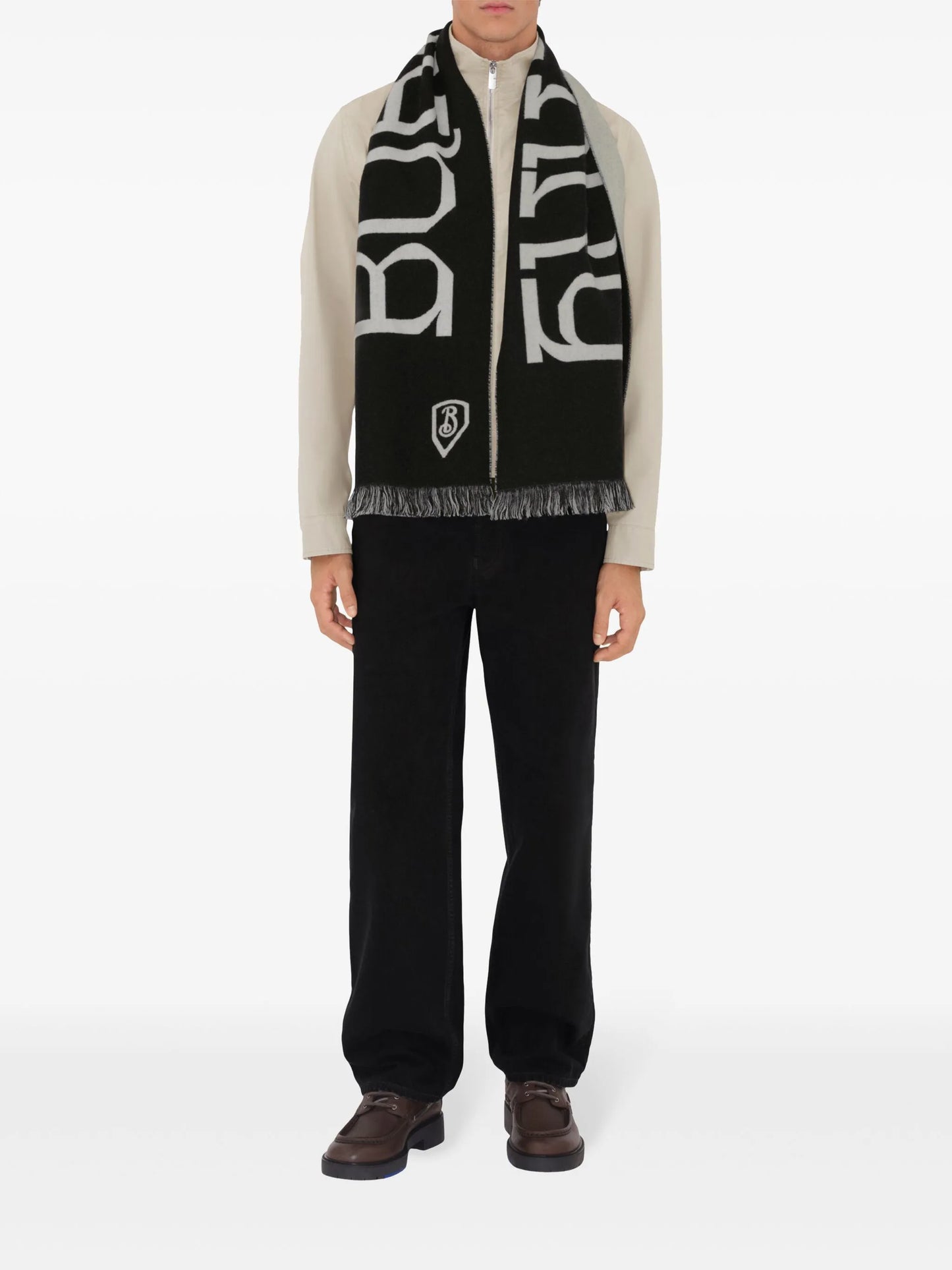 intarsia-logo wool scarf