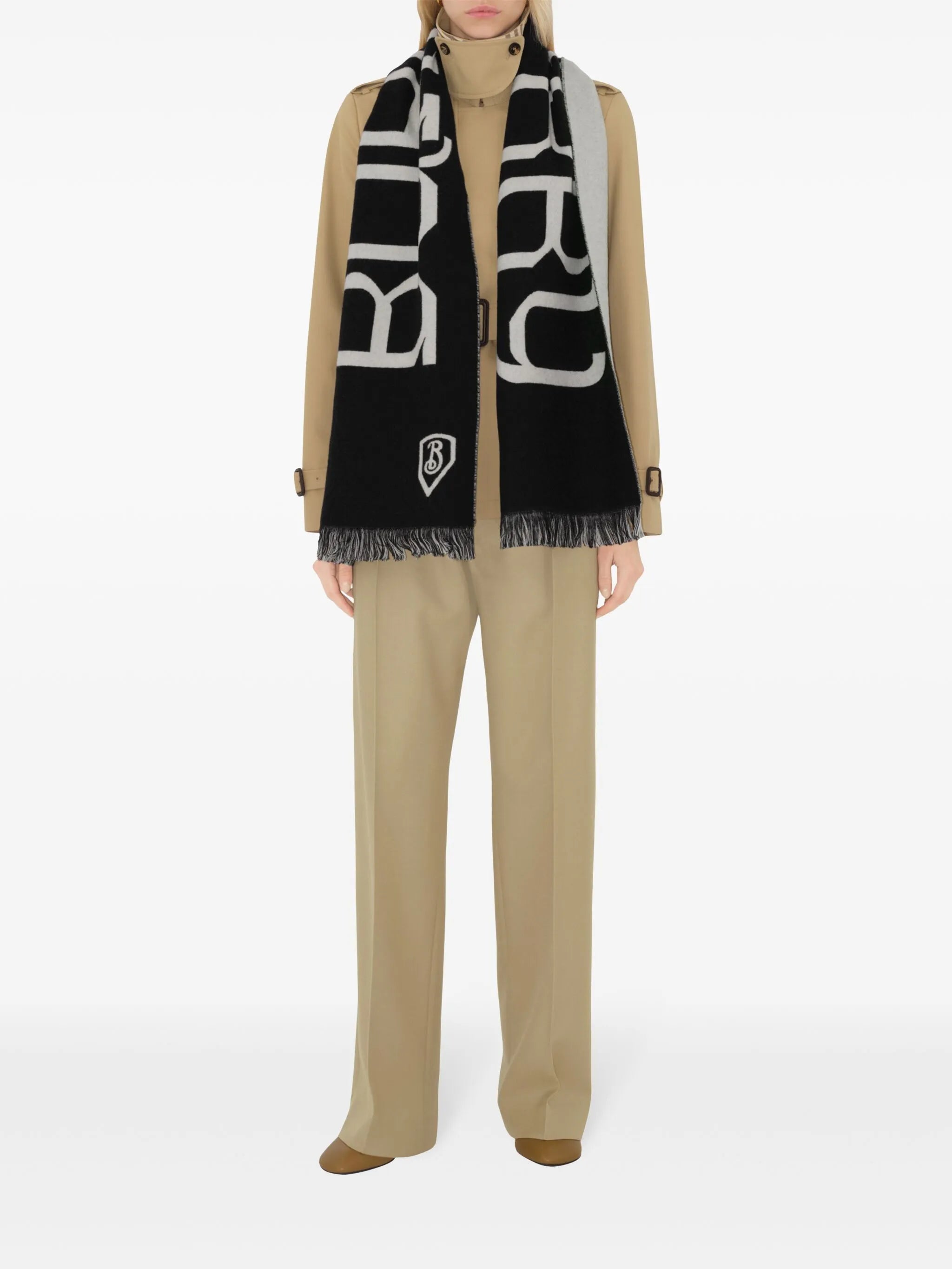 intarsia-logo wool scarf