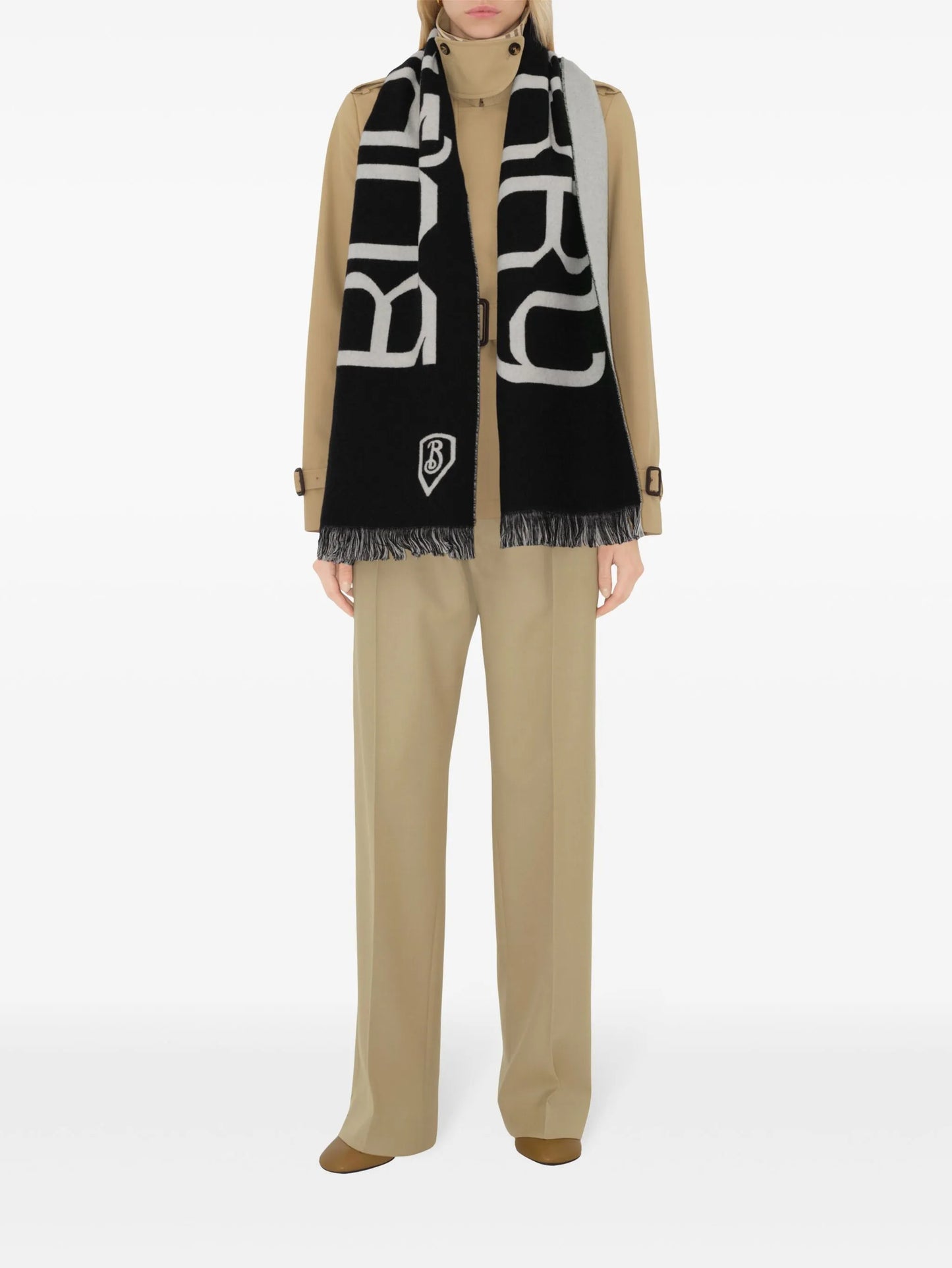 intarsia-logo wool scarf