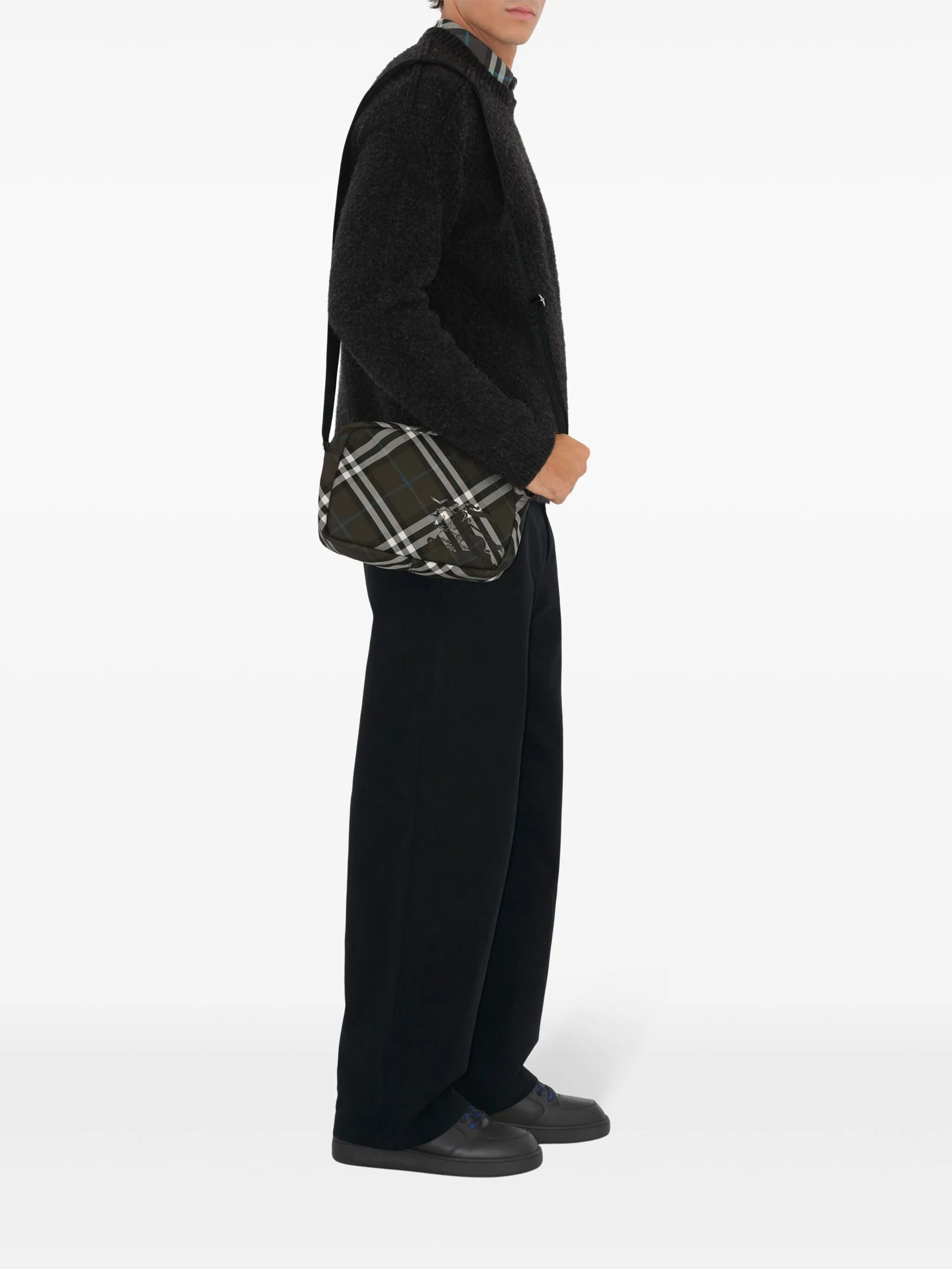 checked messenger bag
