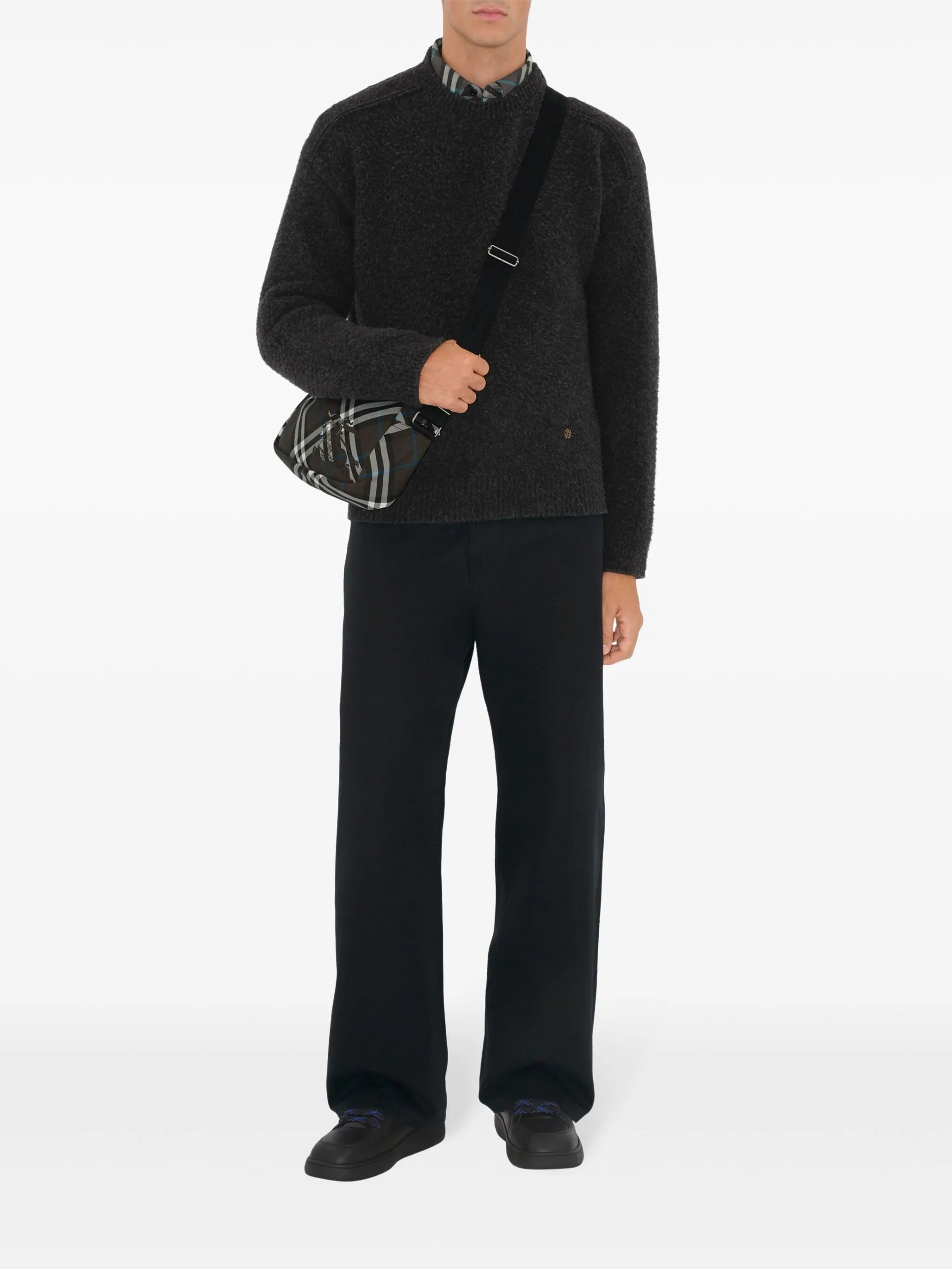 checked messenger bag