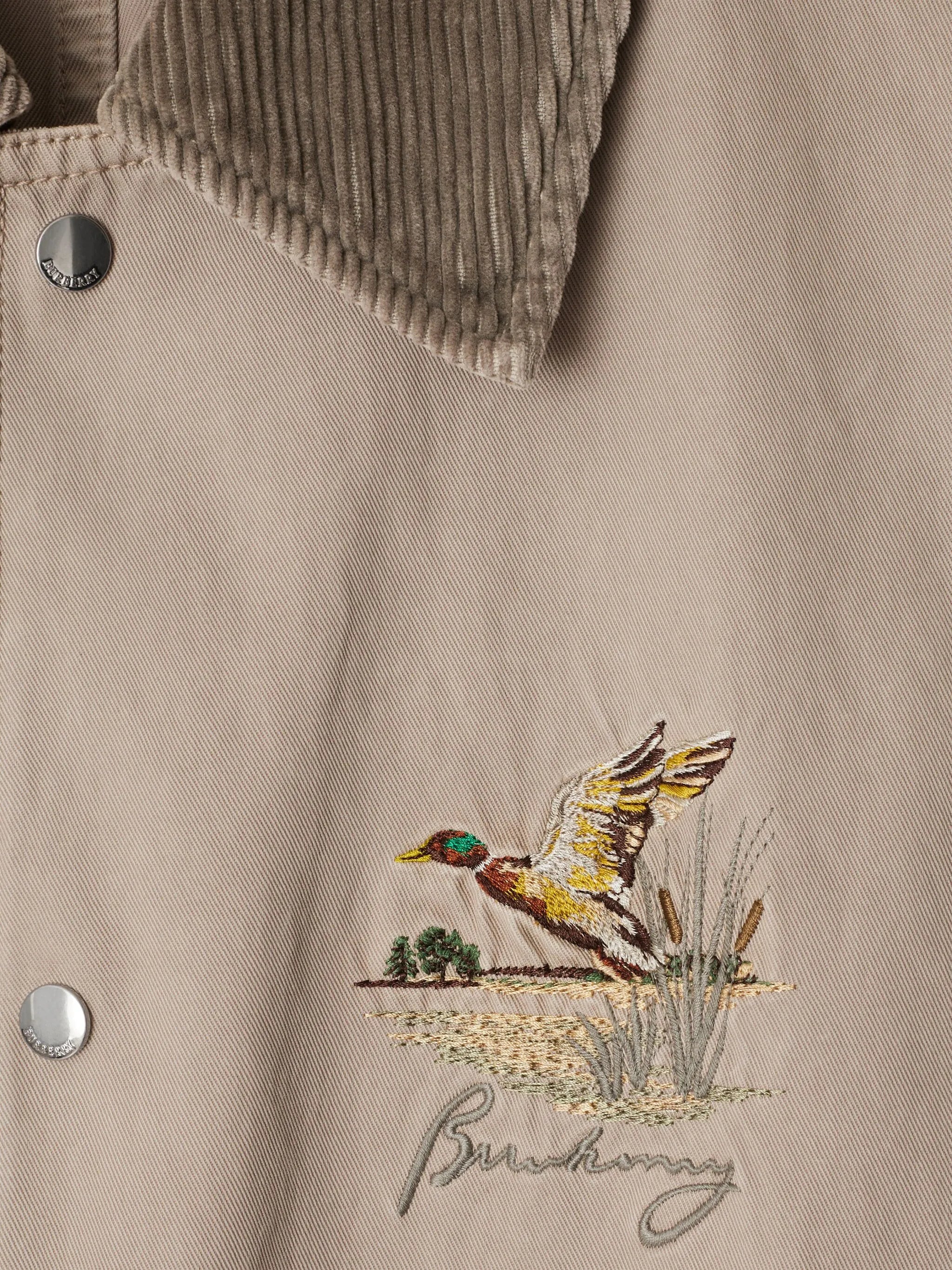 motif-embroidered shirt jacket