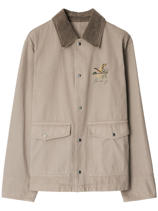 motif-embroidered shirt jacket