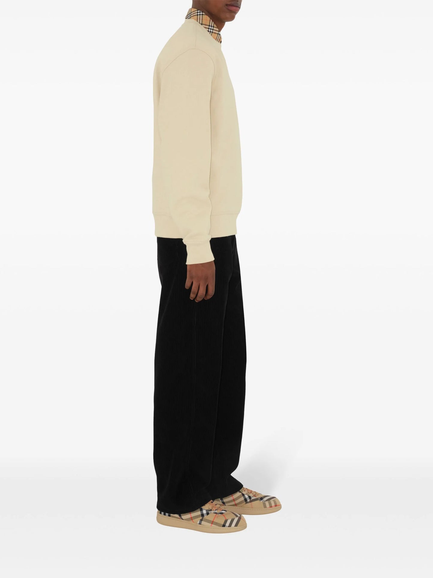 check-patch cotton sweatshirt