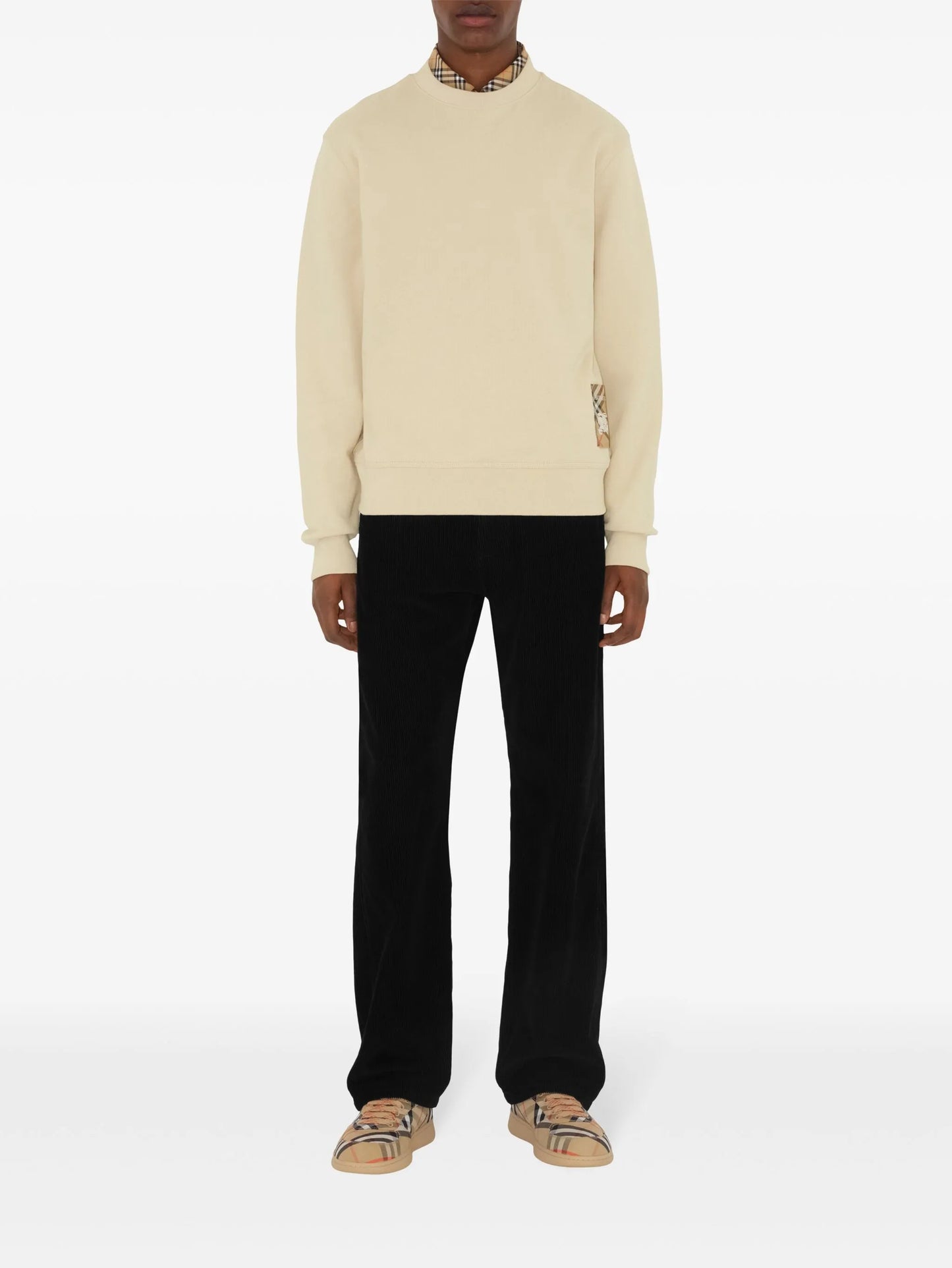 check-patch cotton sweatshirt