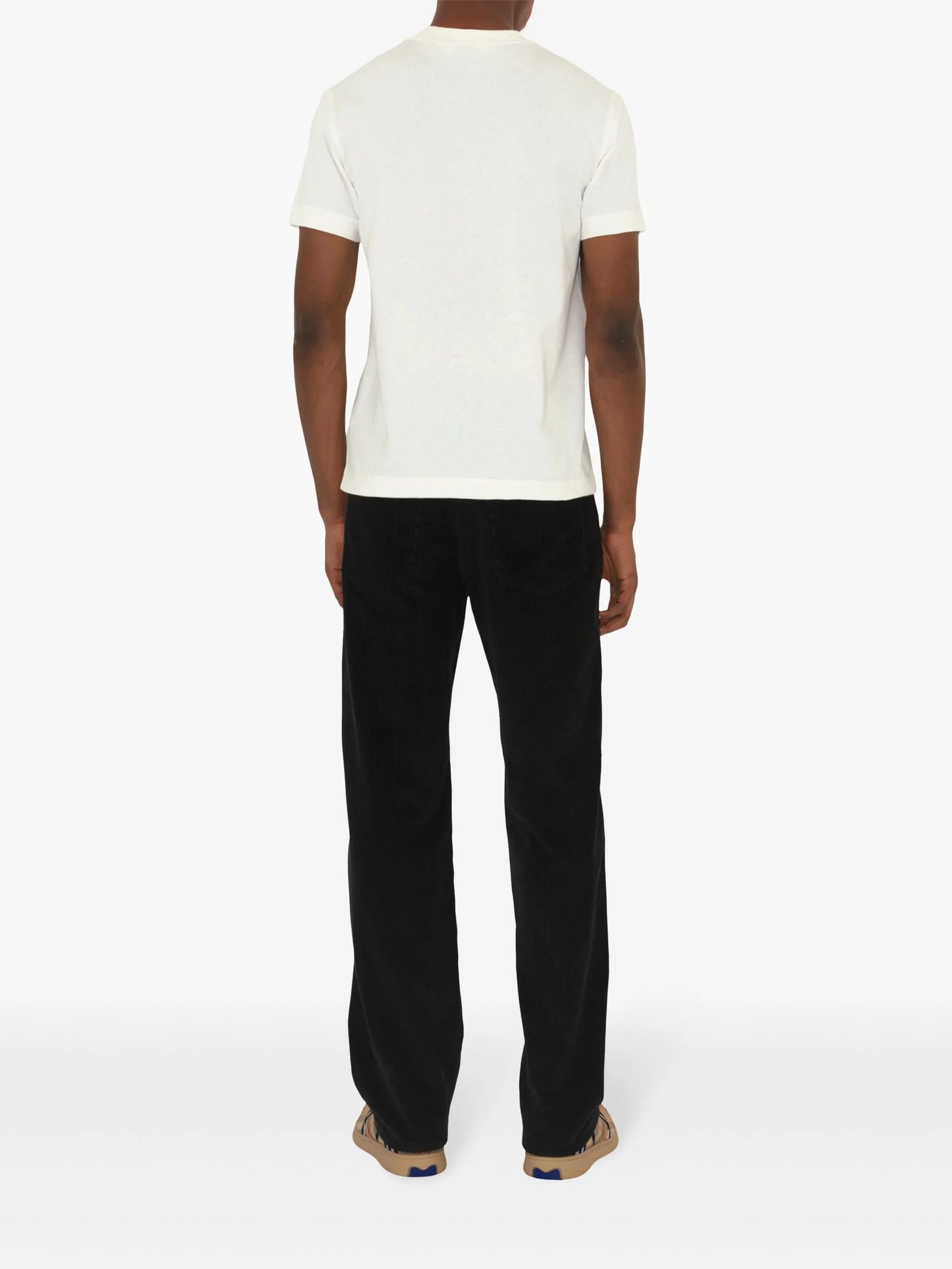 Check-patch cotton T-shirt