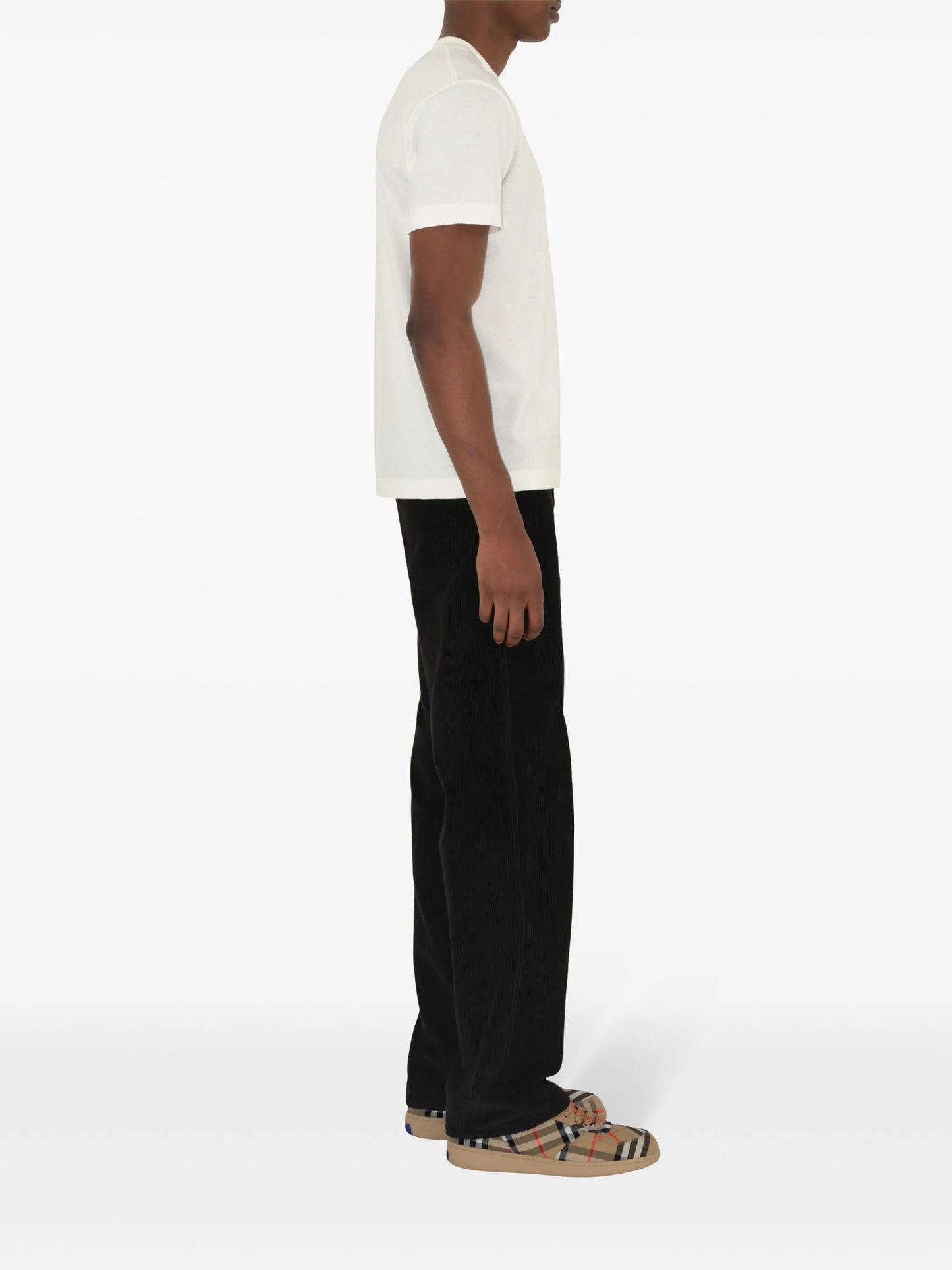 Check-patch cotton T-shirt