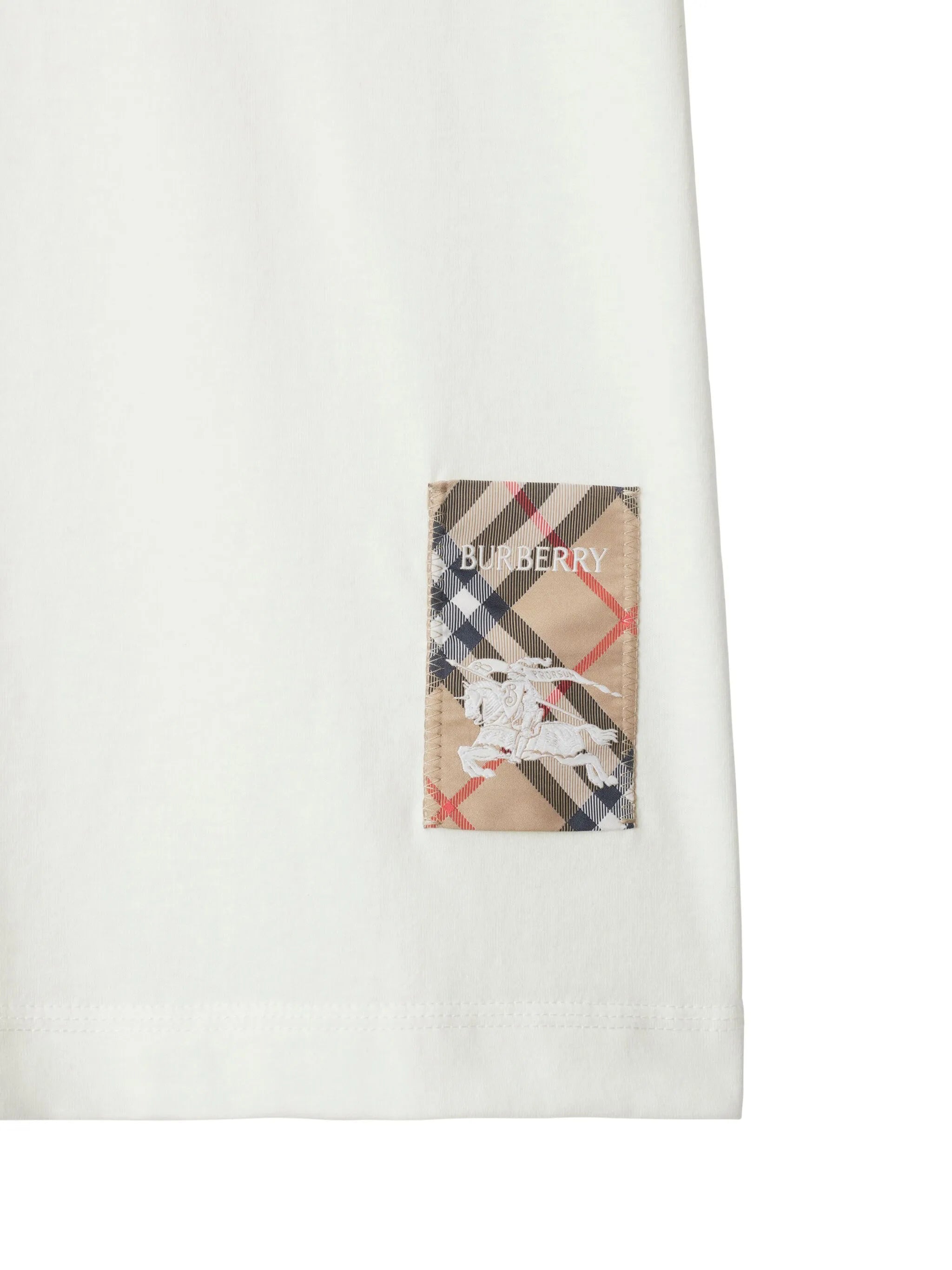 Check-patch cotton T-shirt