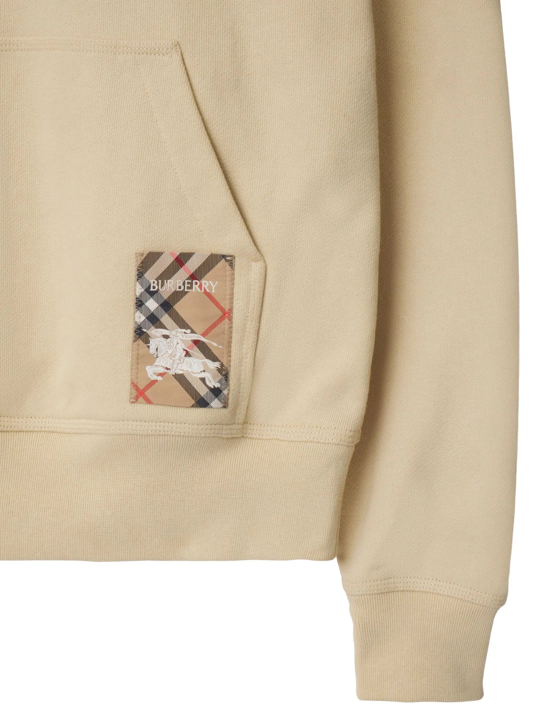 Check-patch cotton hoodie