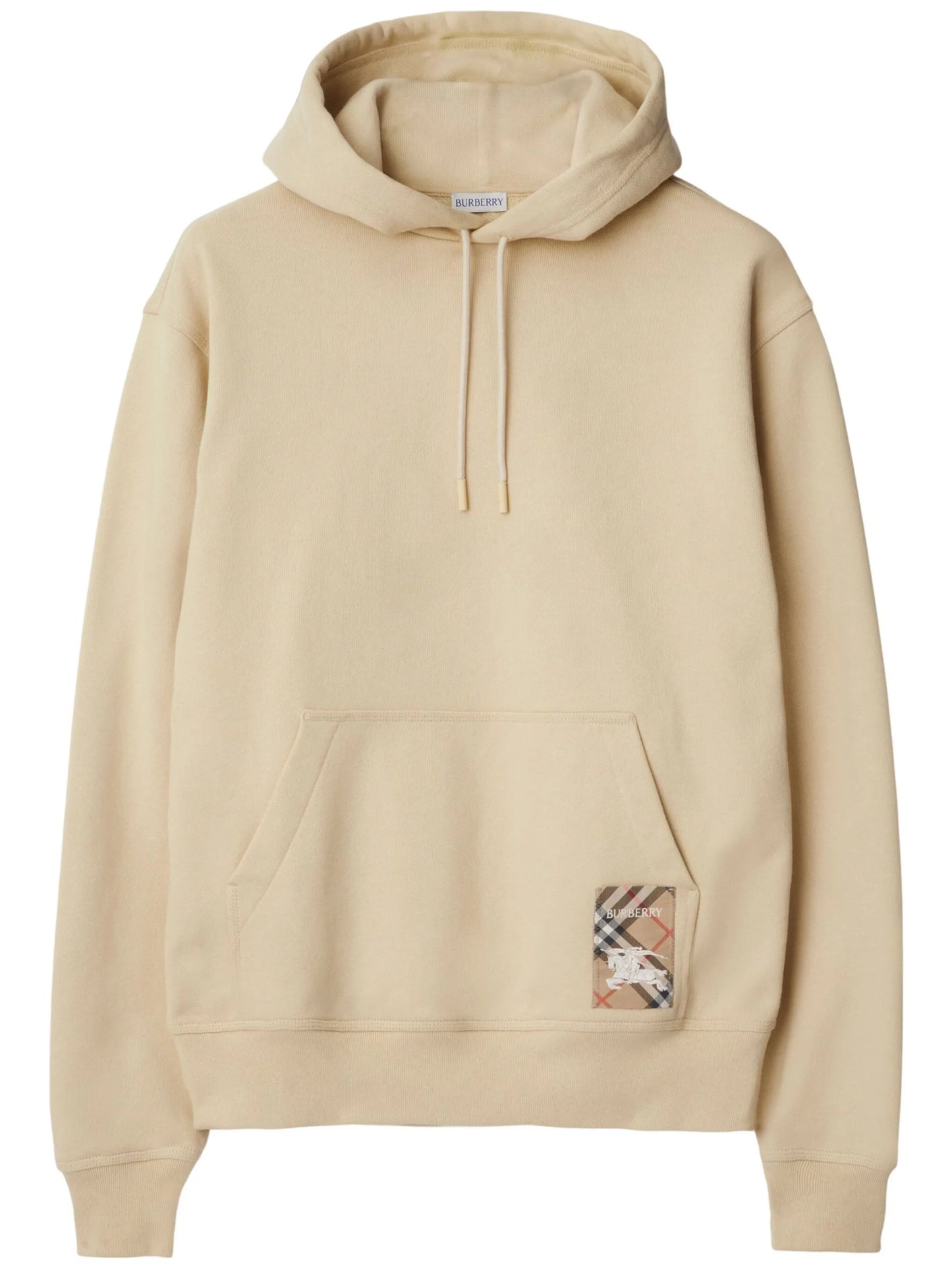 Check-patch cotton hoodie