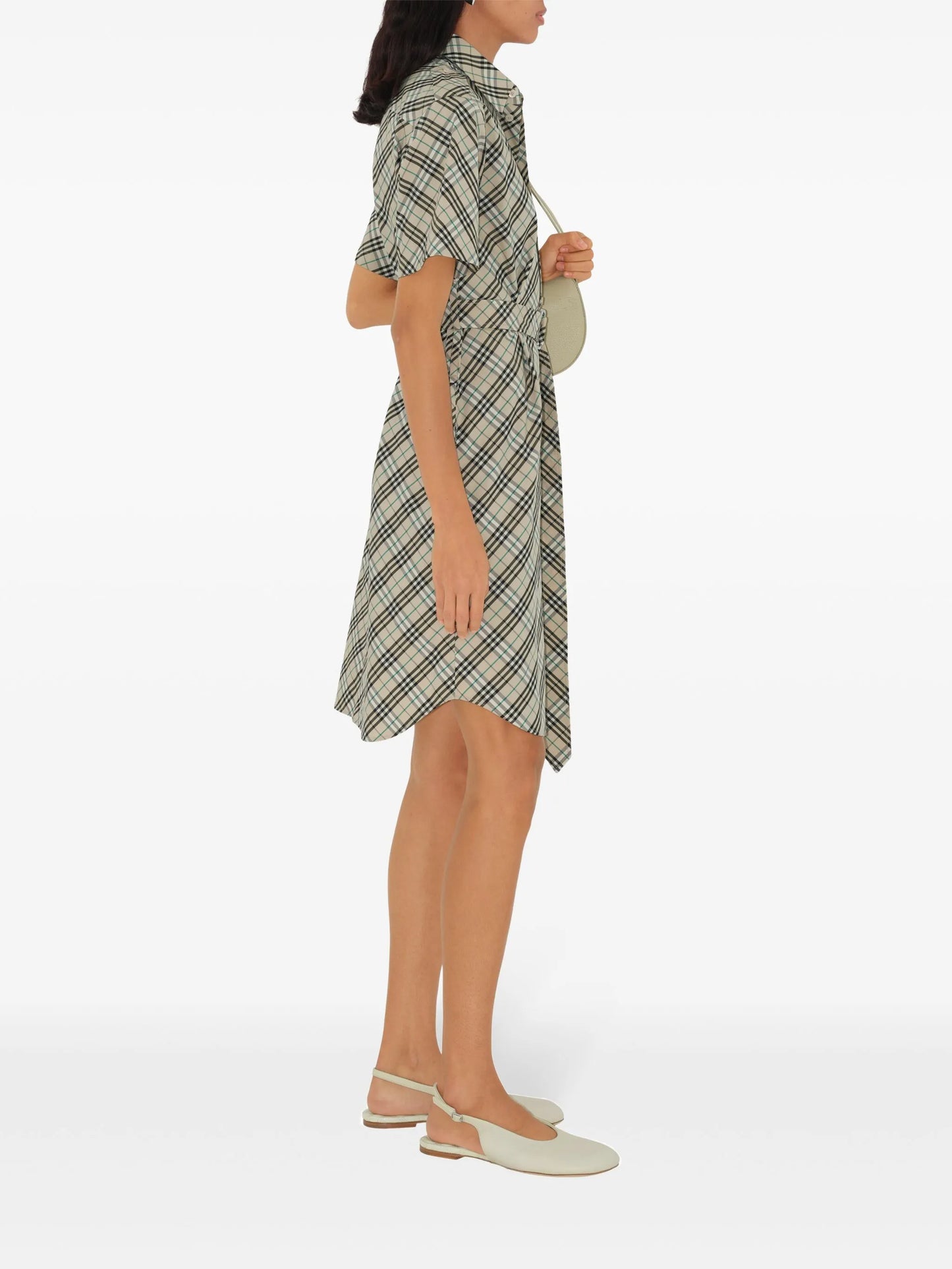 check cotton shirt mini dress