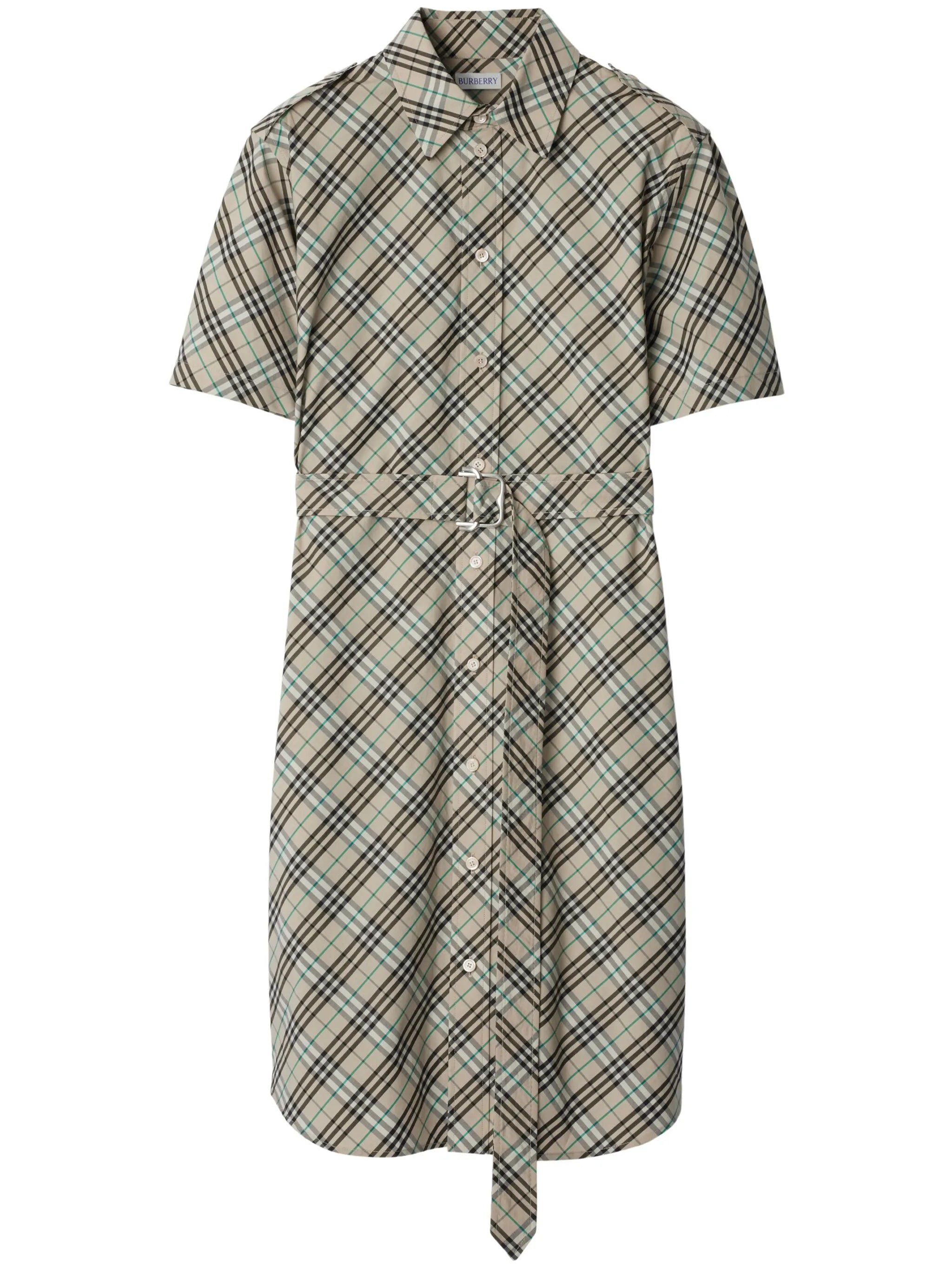 check cotton shirt mini dress