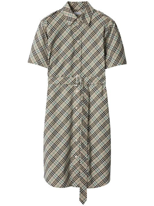 check cotton shirt mini dress