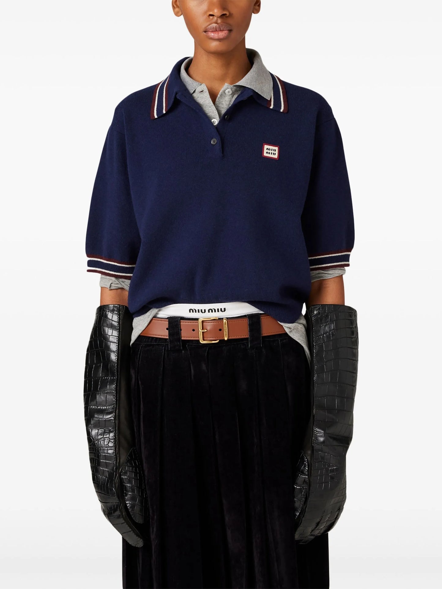 logo-patch polo sweater