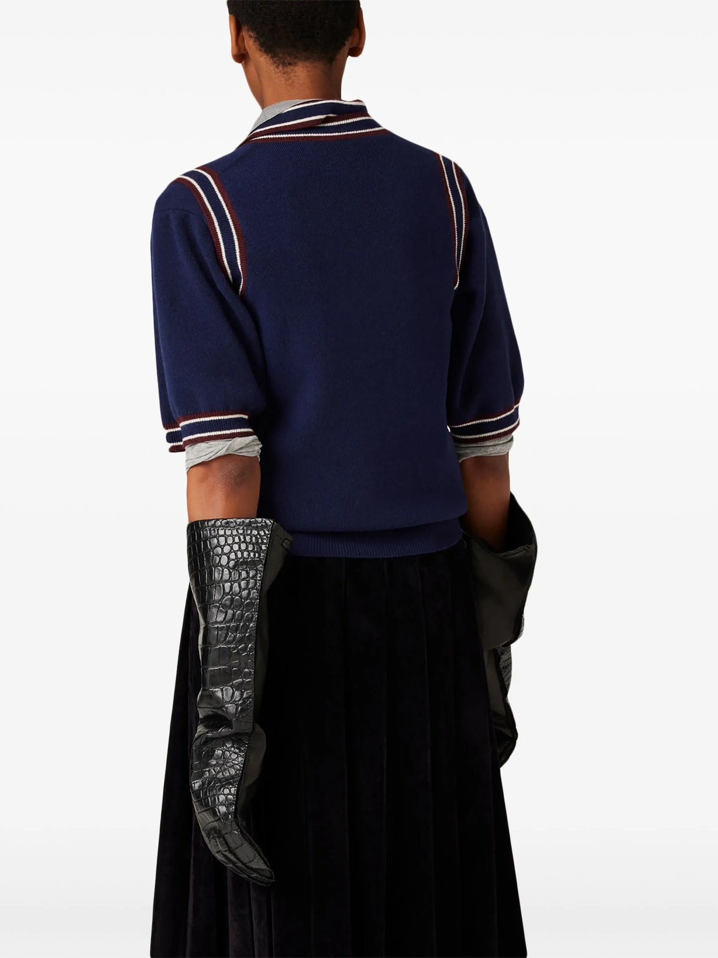 striped-trim knit vest