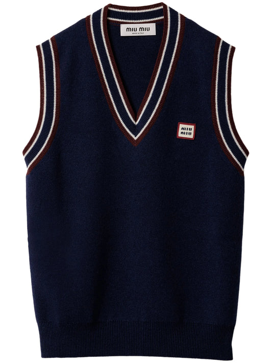 striped-trim knit vest
