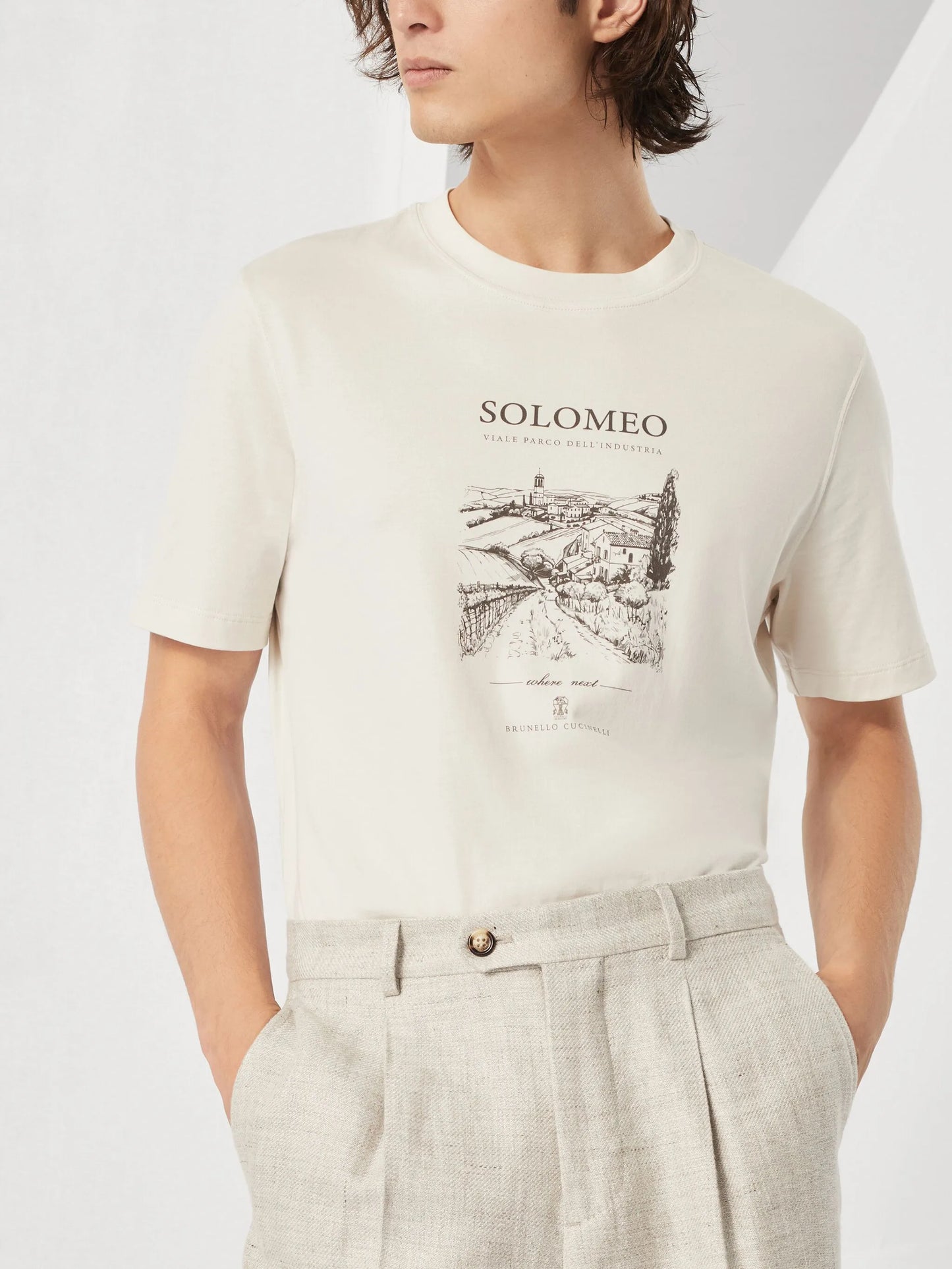 cotton solomeo graphic print t-shirt