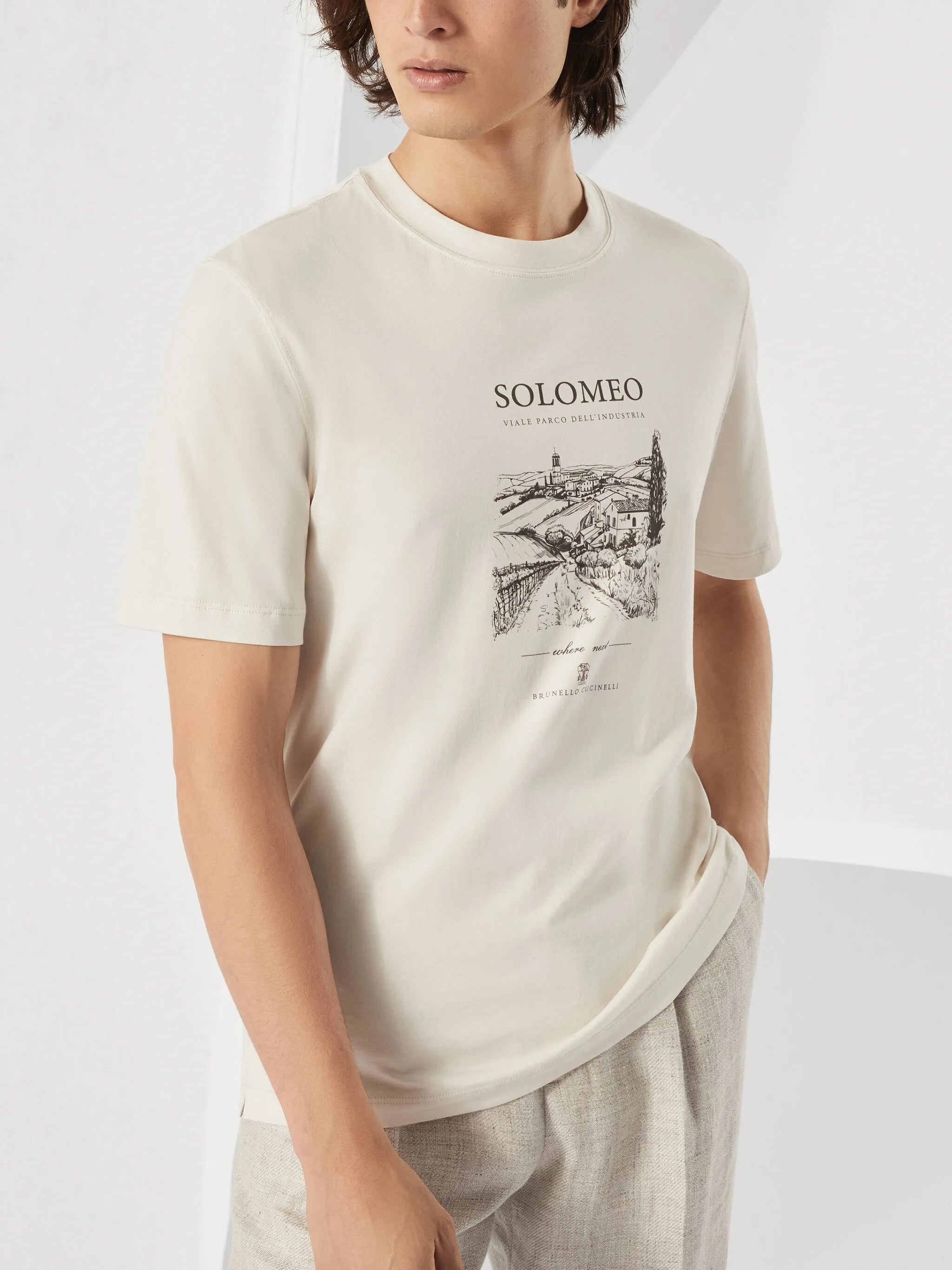 cotton solomeo graphic print t-shirt