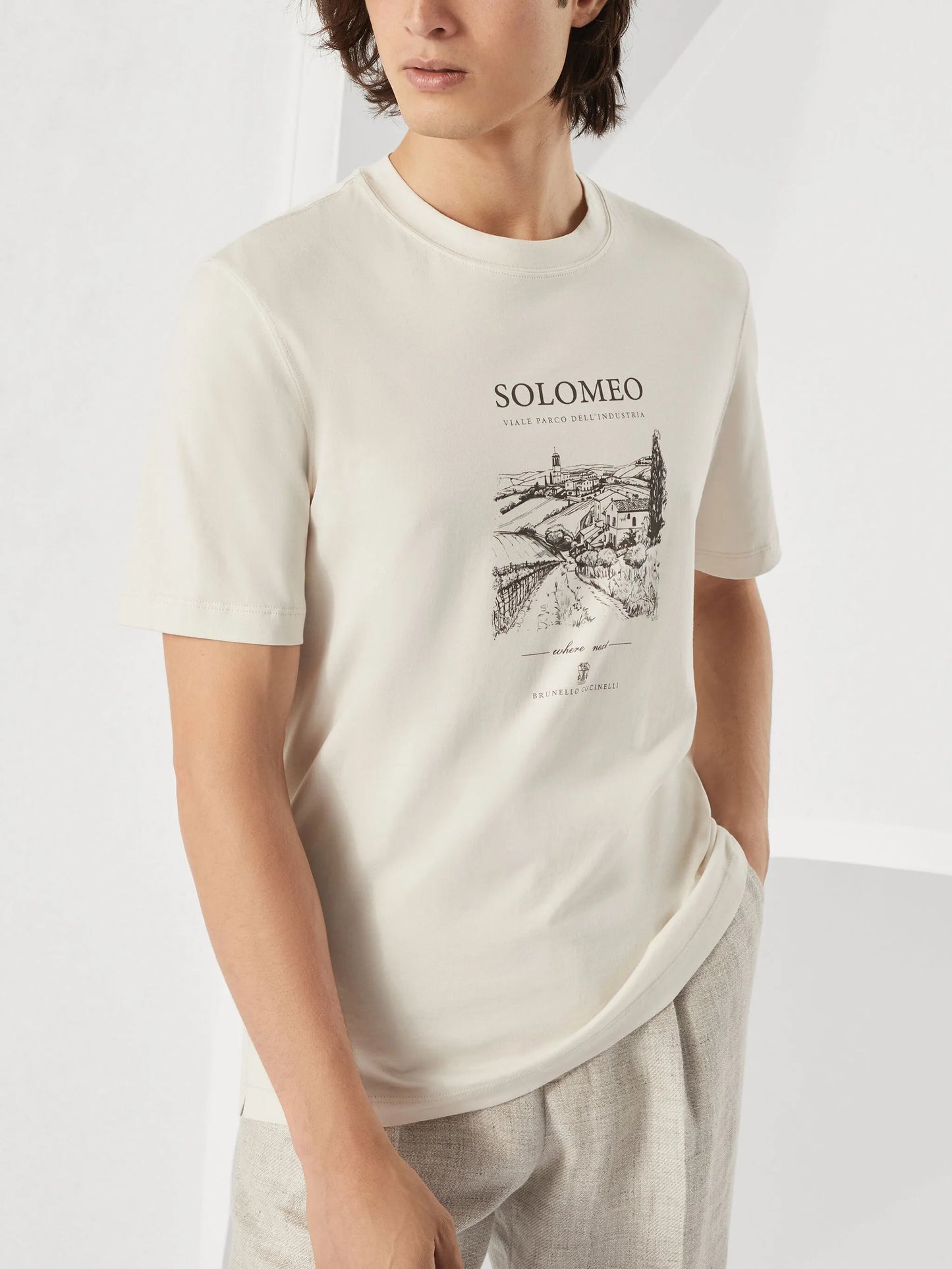cotton solomeo graphic print t-shirt