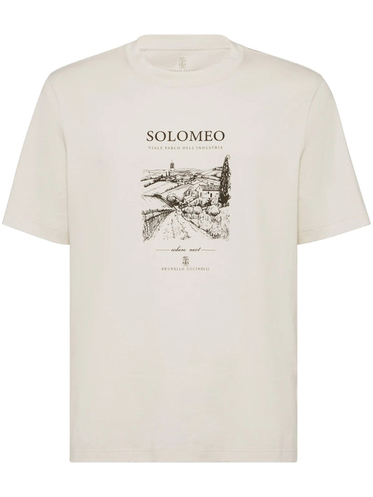 cotton solomeo graphic print t-shirt