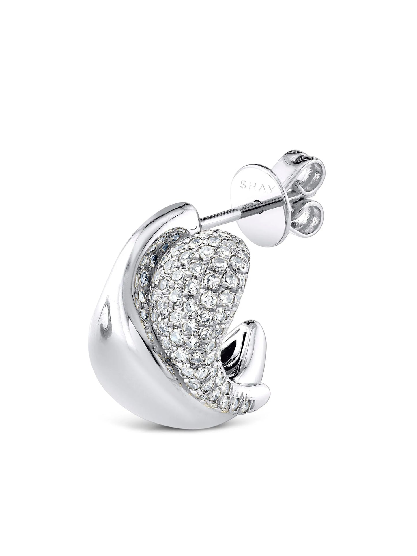 18K white gold Double Drip diamond huggies