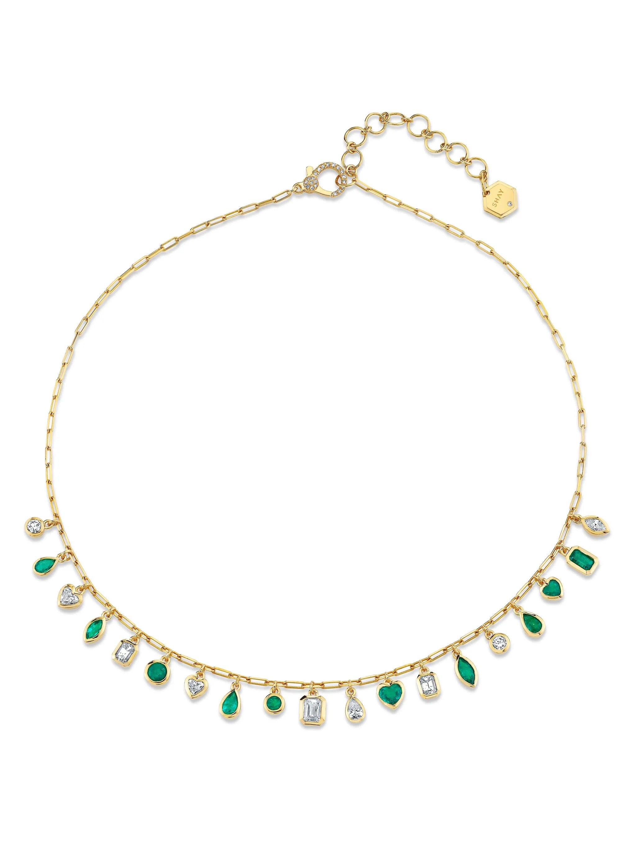 18K yellow gold Mixed Drop diamond necklace