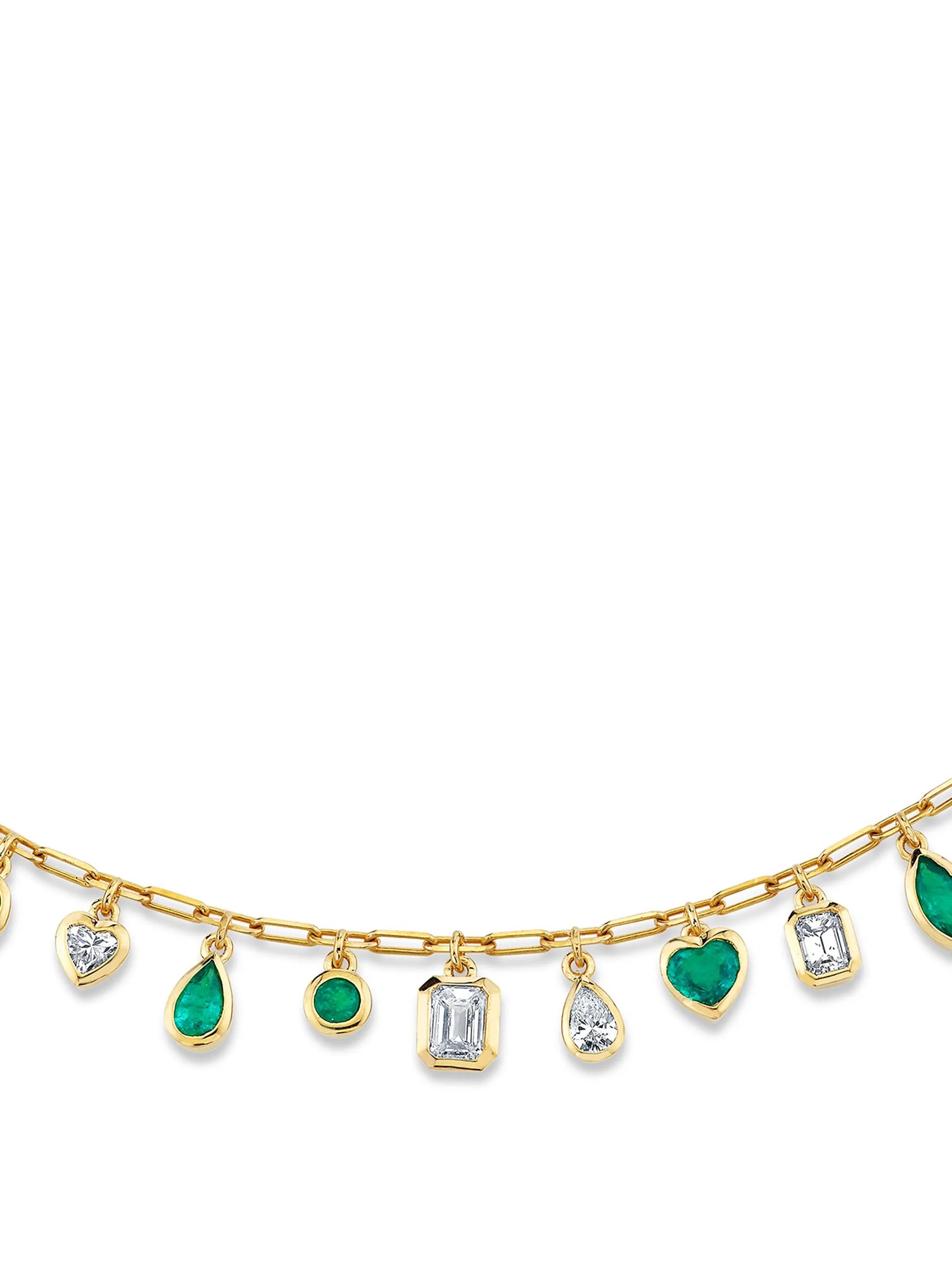 18K yellow gold Mixed Drop diamond necklace