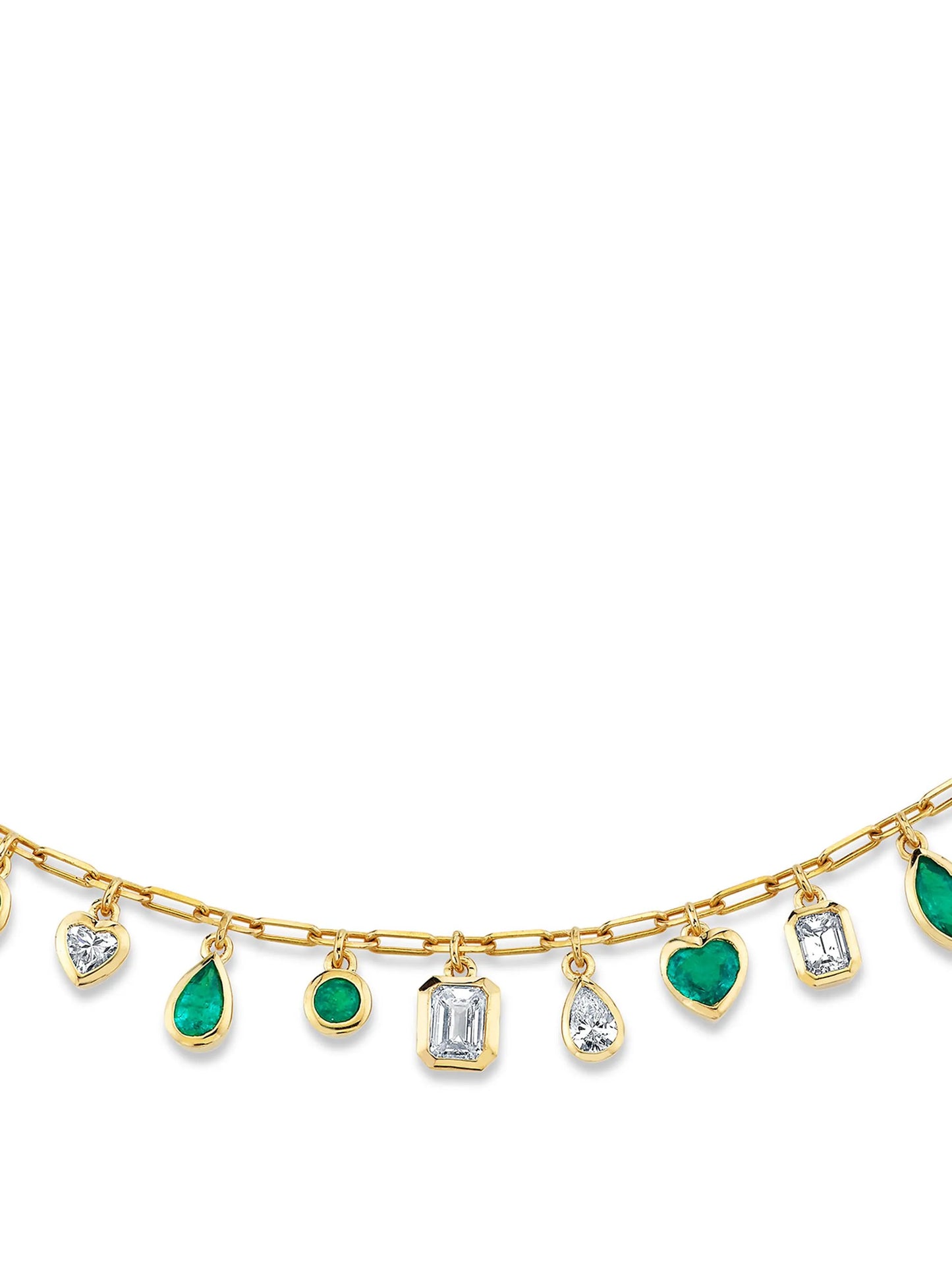 18K yellow gold Mixed Drop diamond necklace
