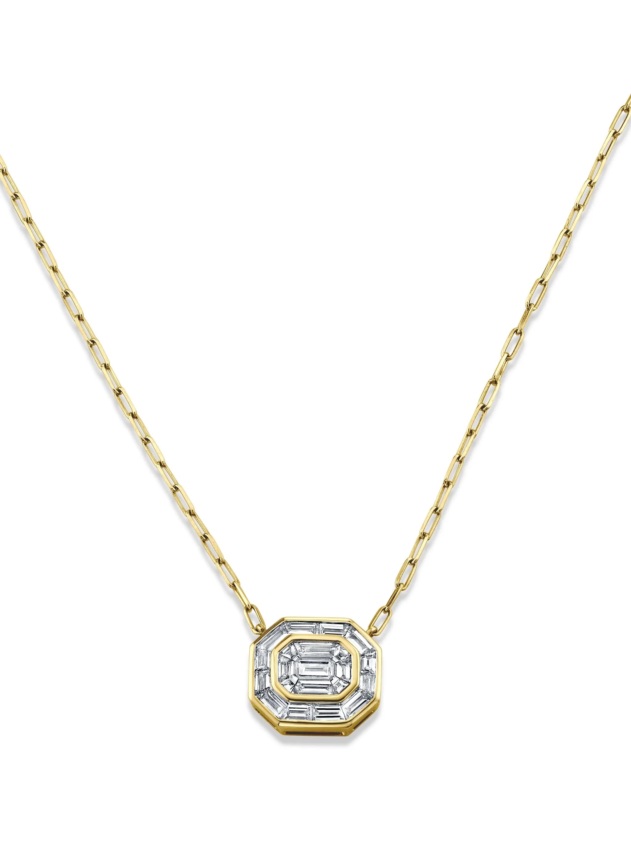 18K yellow gold Illusion diamond necklace