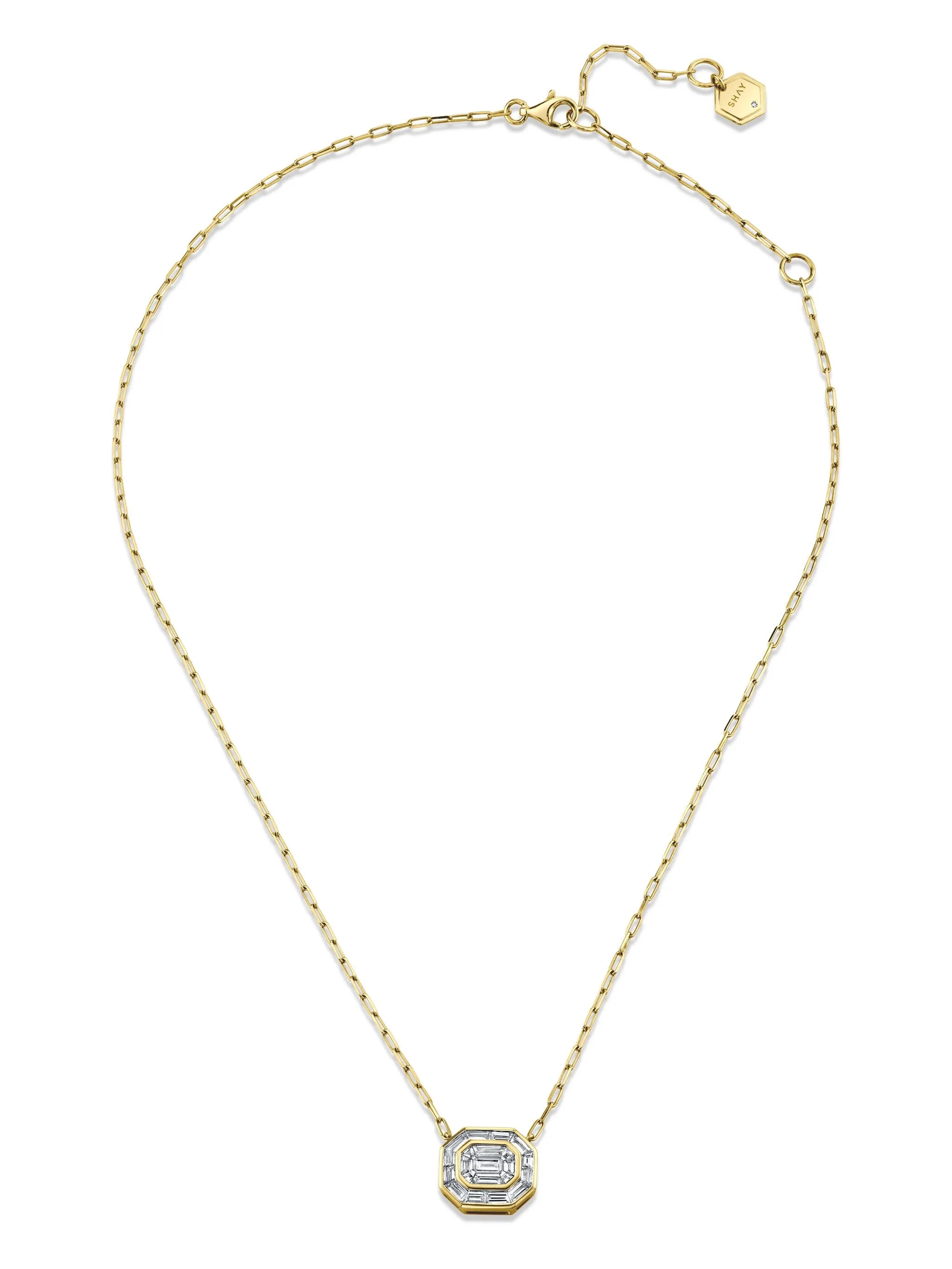 18K yellow gold Illusion diamond necklace