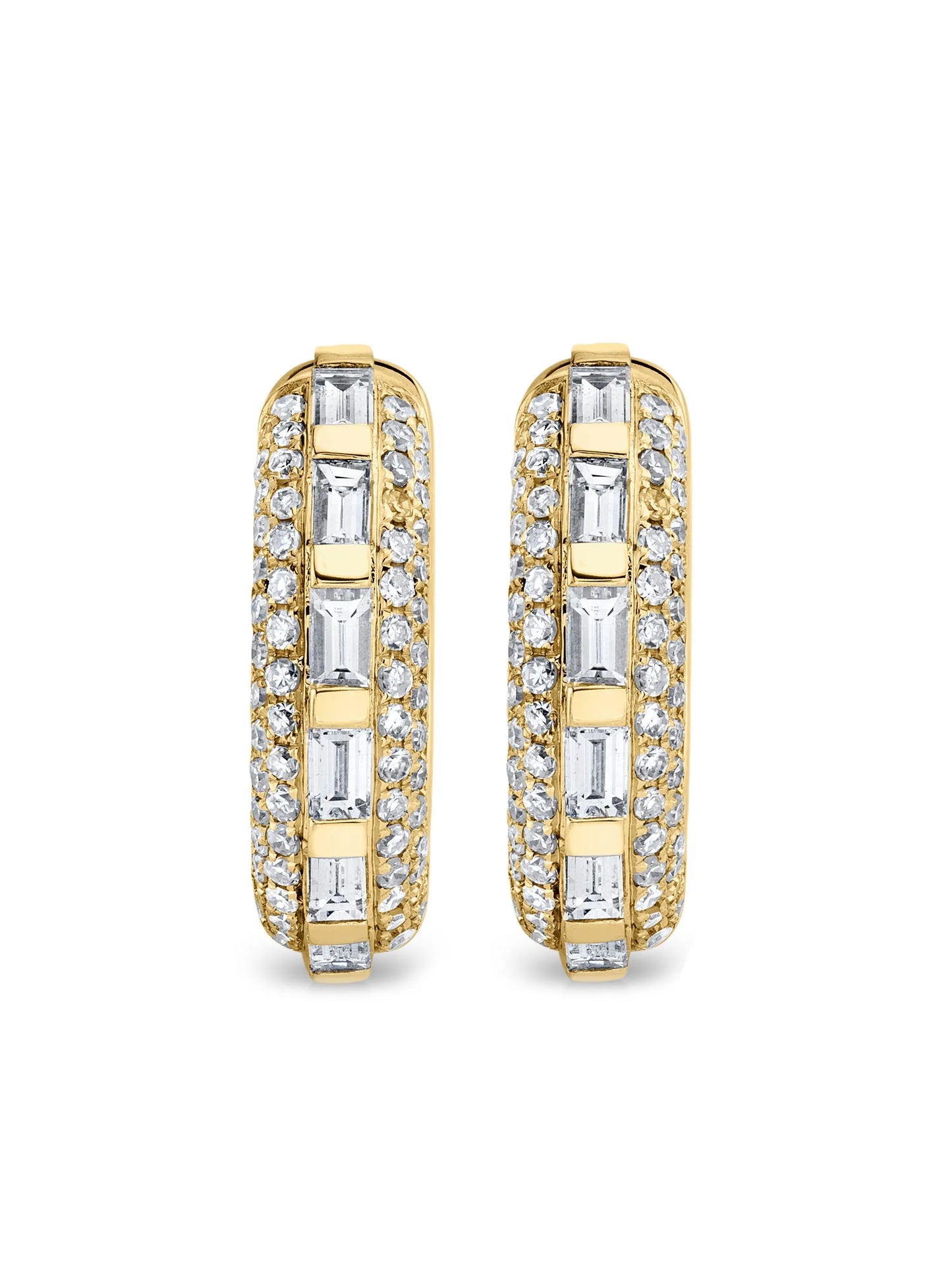18K yellow gold diamond huggie earrings