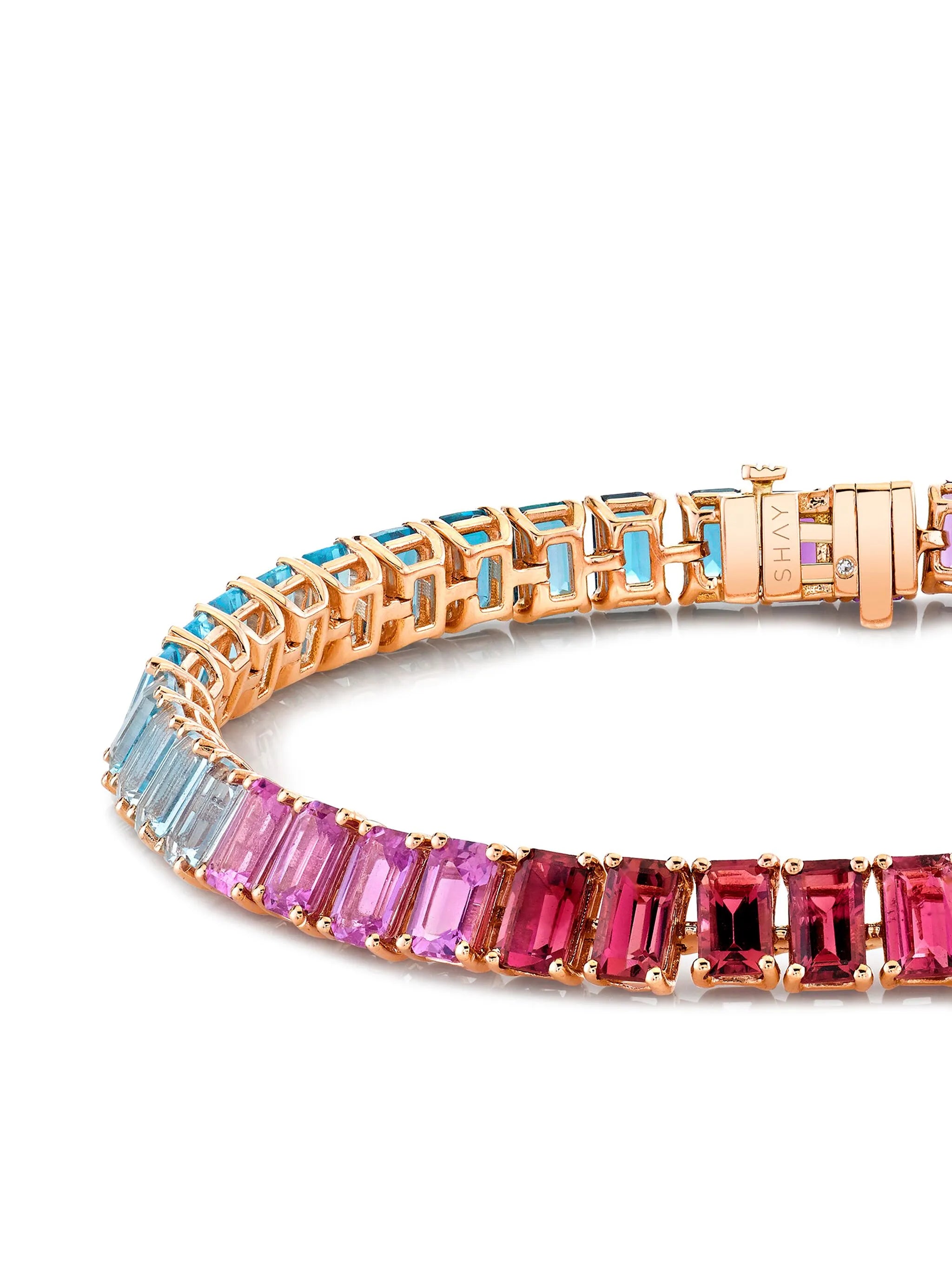 18kt rose gold Rainbow Pastel gemstone tennis bracelet