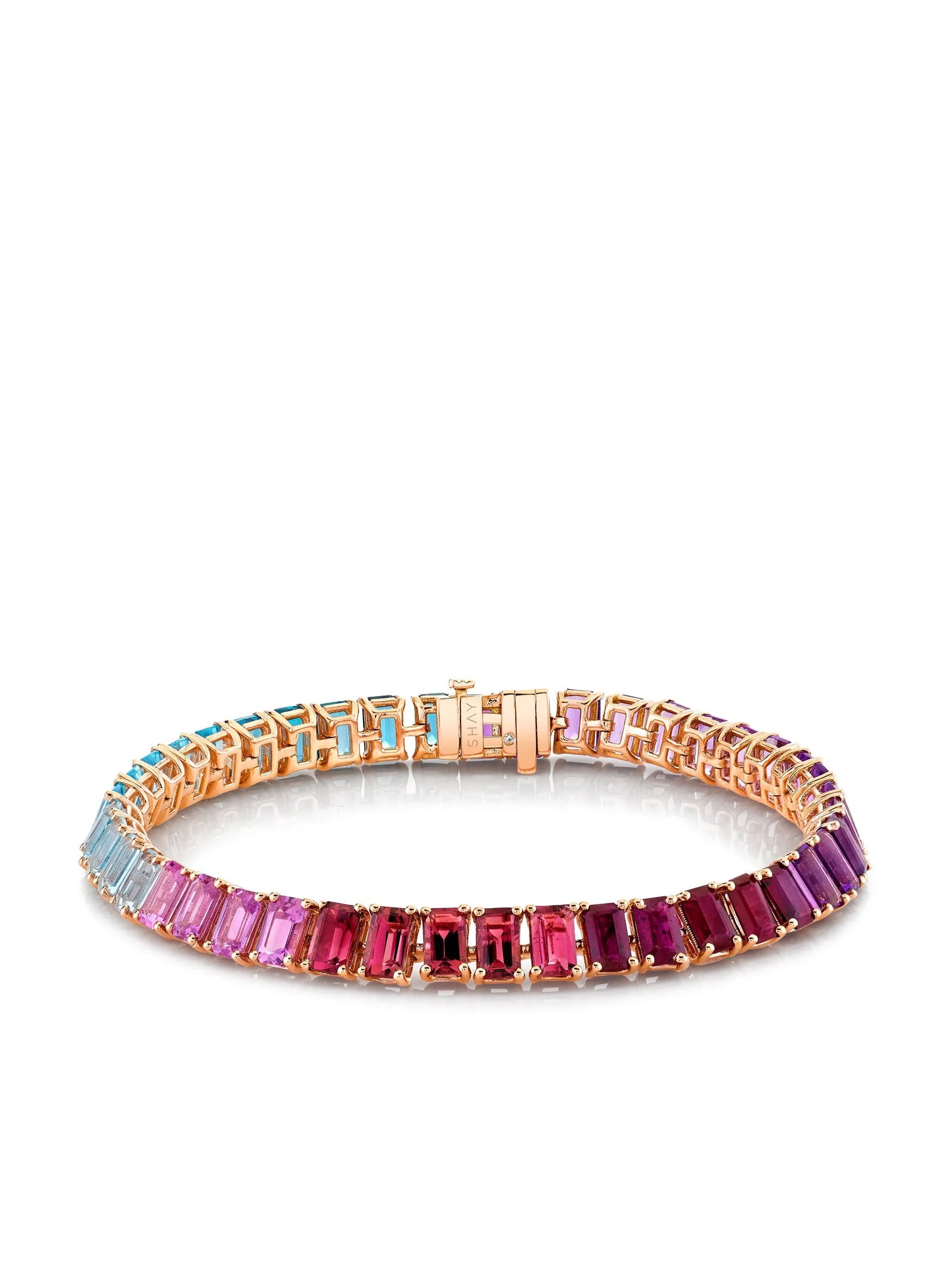 18kt rose gold Rainbow Pastel gemstone tennis bracelet