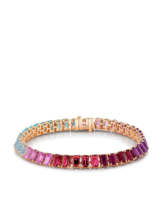18kt rose gold Rainbow Pastel gemstone tennis bracelet
