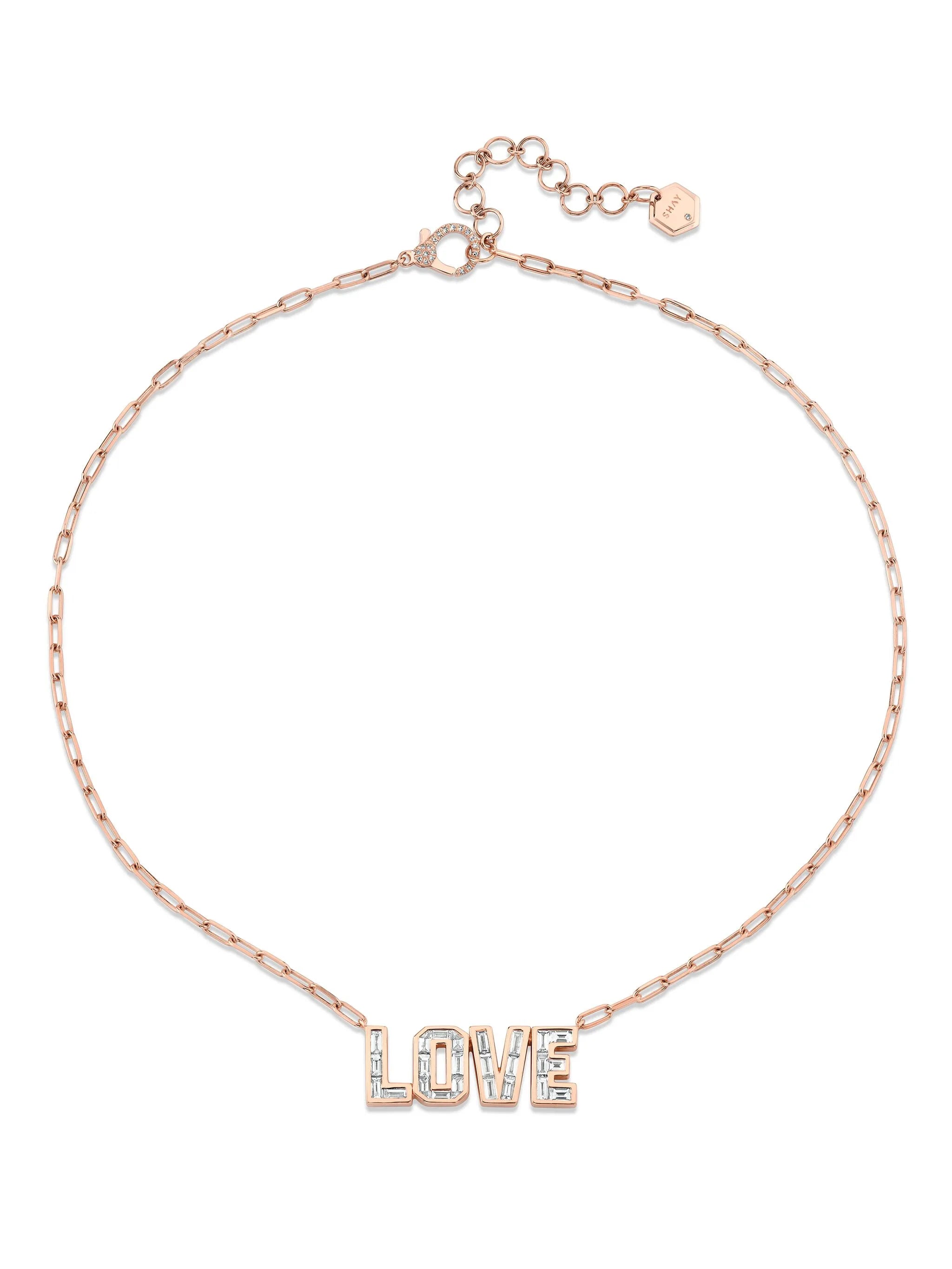 18K rose gold Love diamond necklace