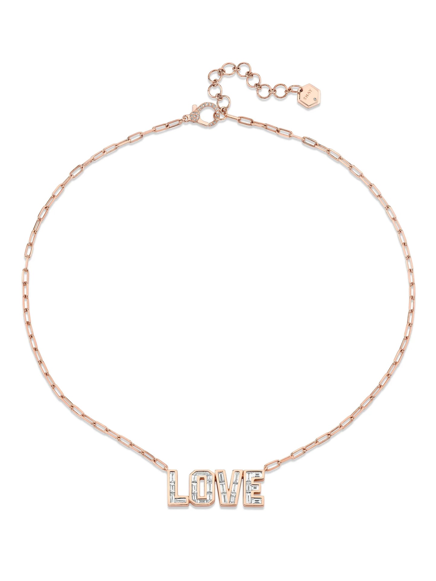 18K rose gold Love diamond necklace