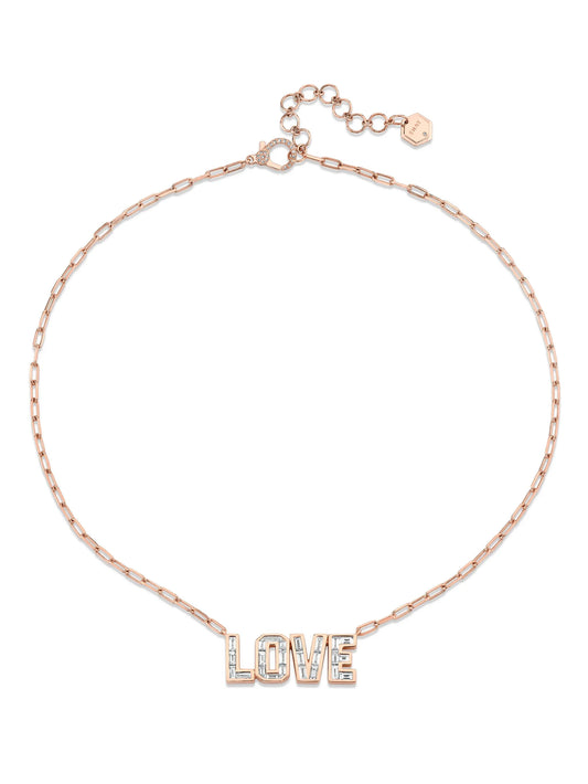 18K rose gold Love diamond necklace