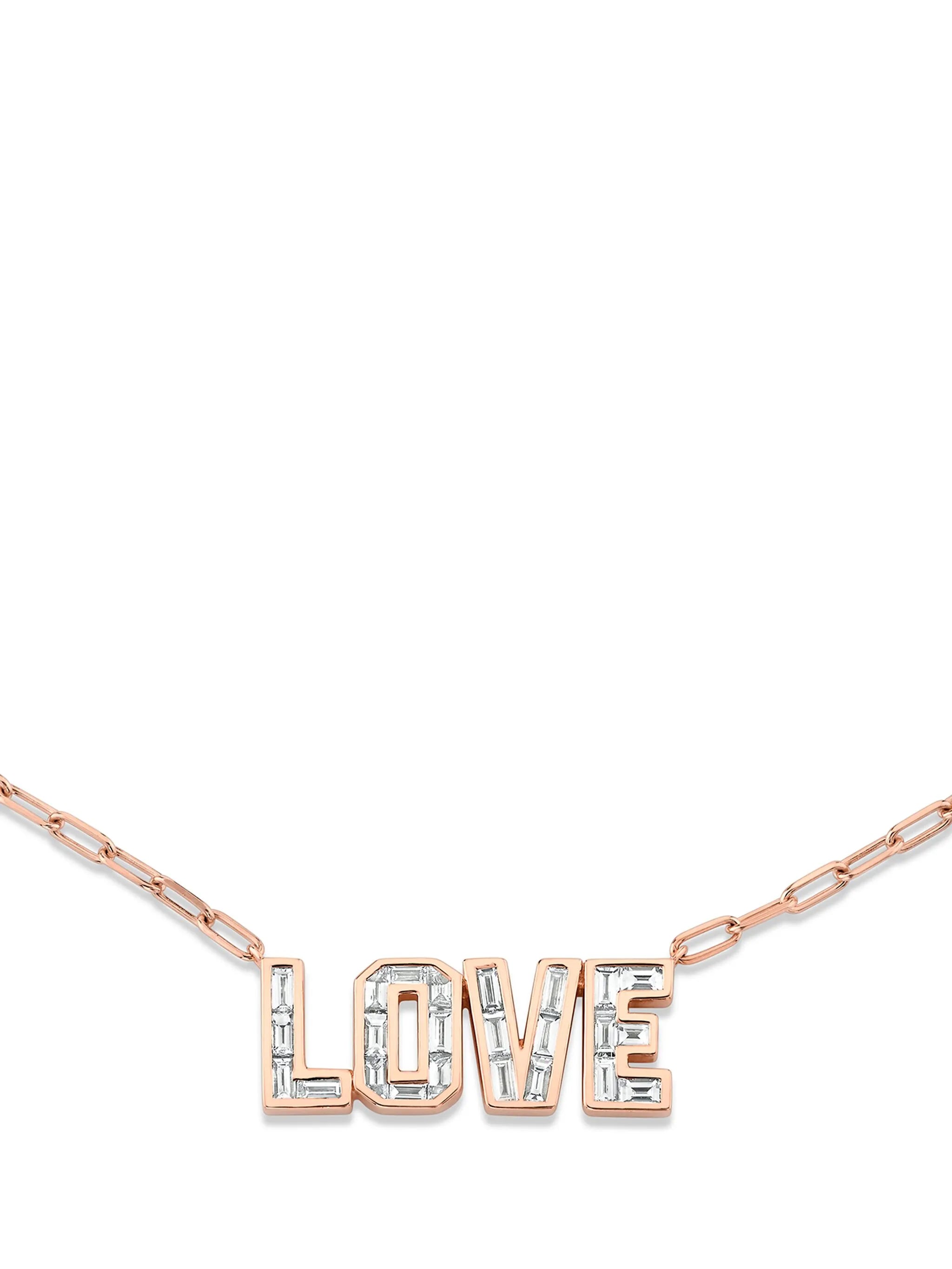 18K rose gold Love diamond necklace