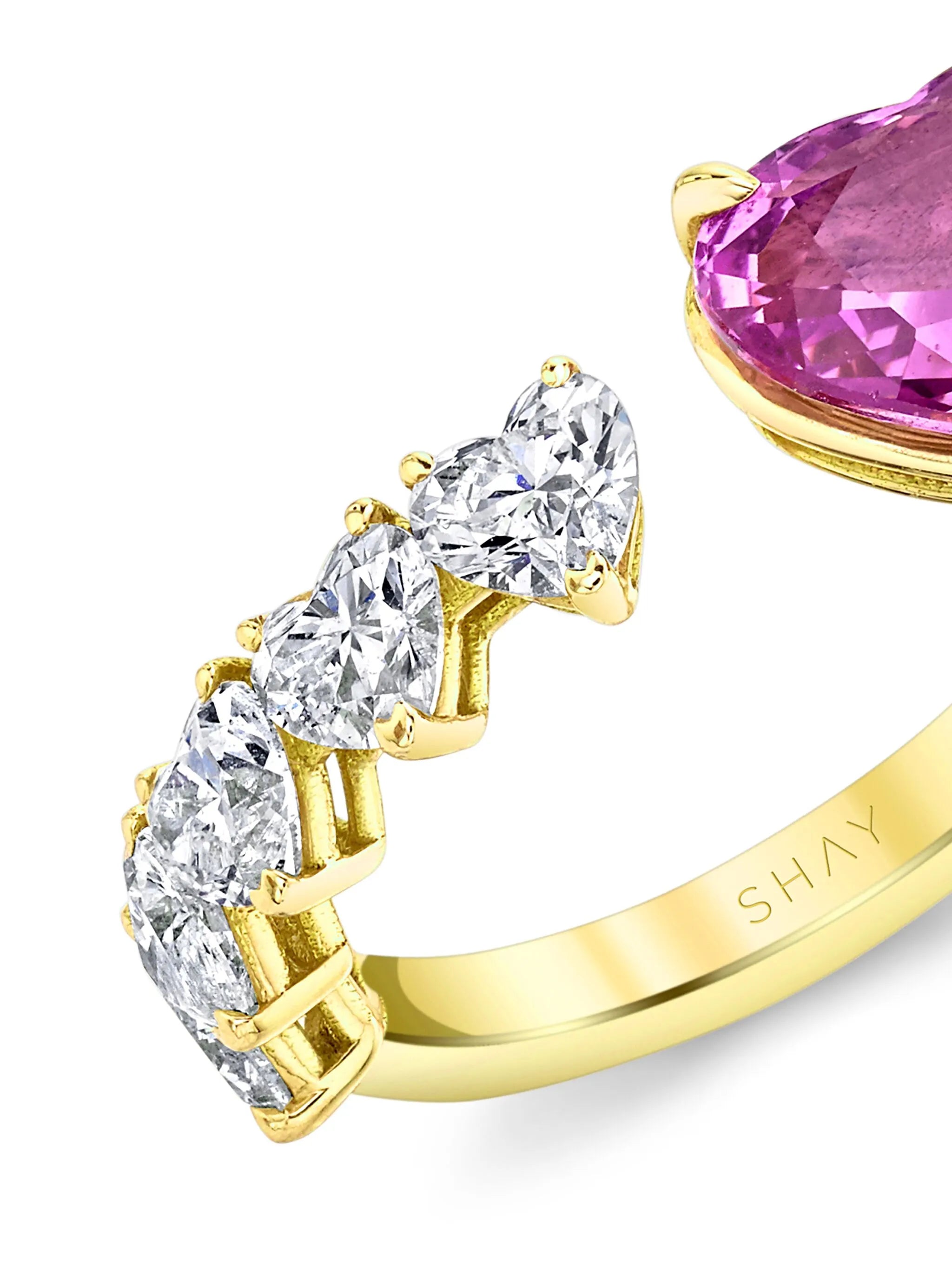 18kt yellow gold Floating diamond and sapphire ring