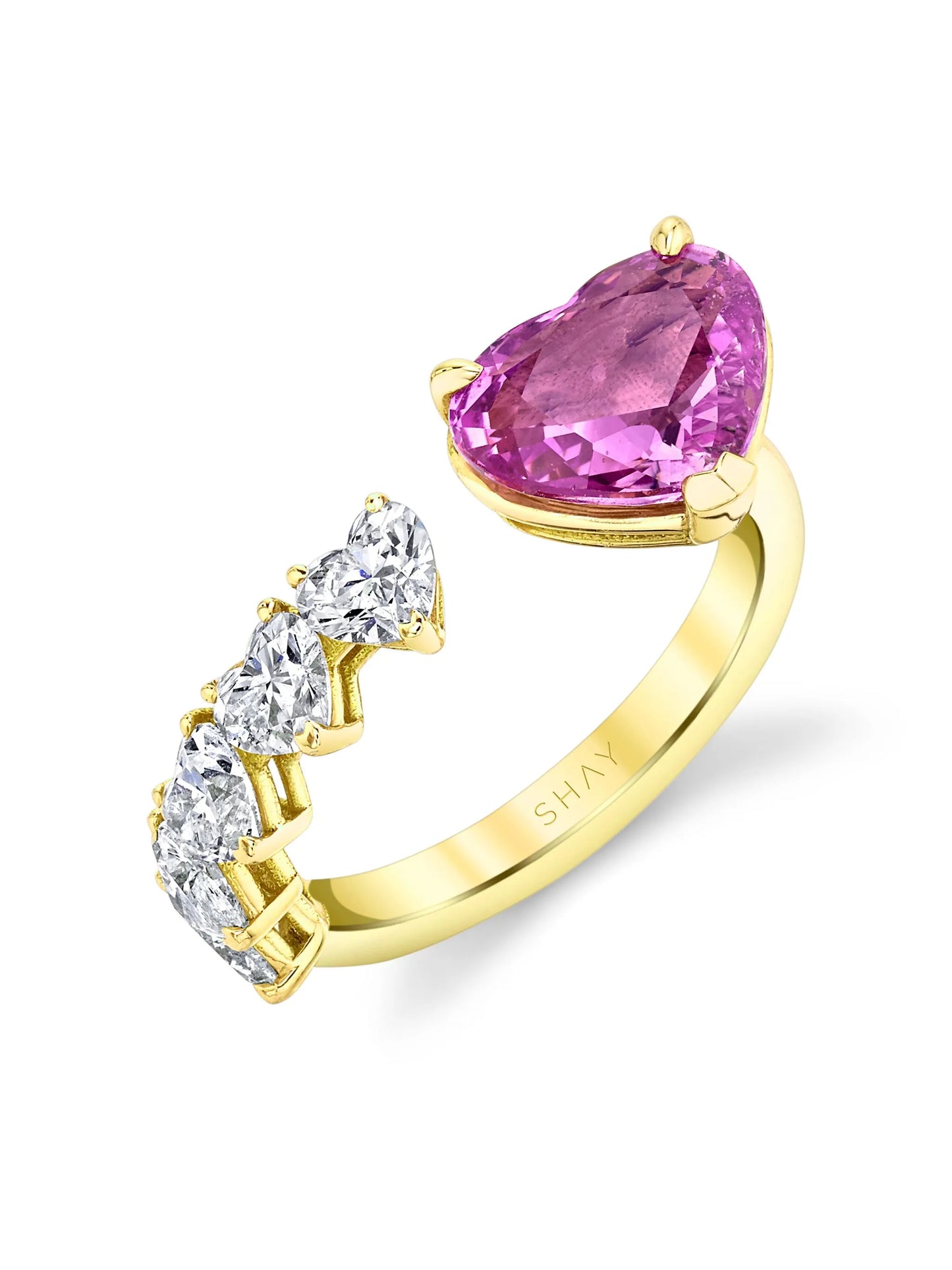 18kt yellow gold Floating diamond and sapphire ring