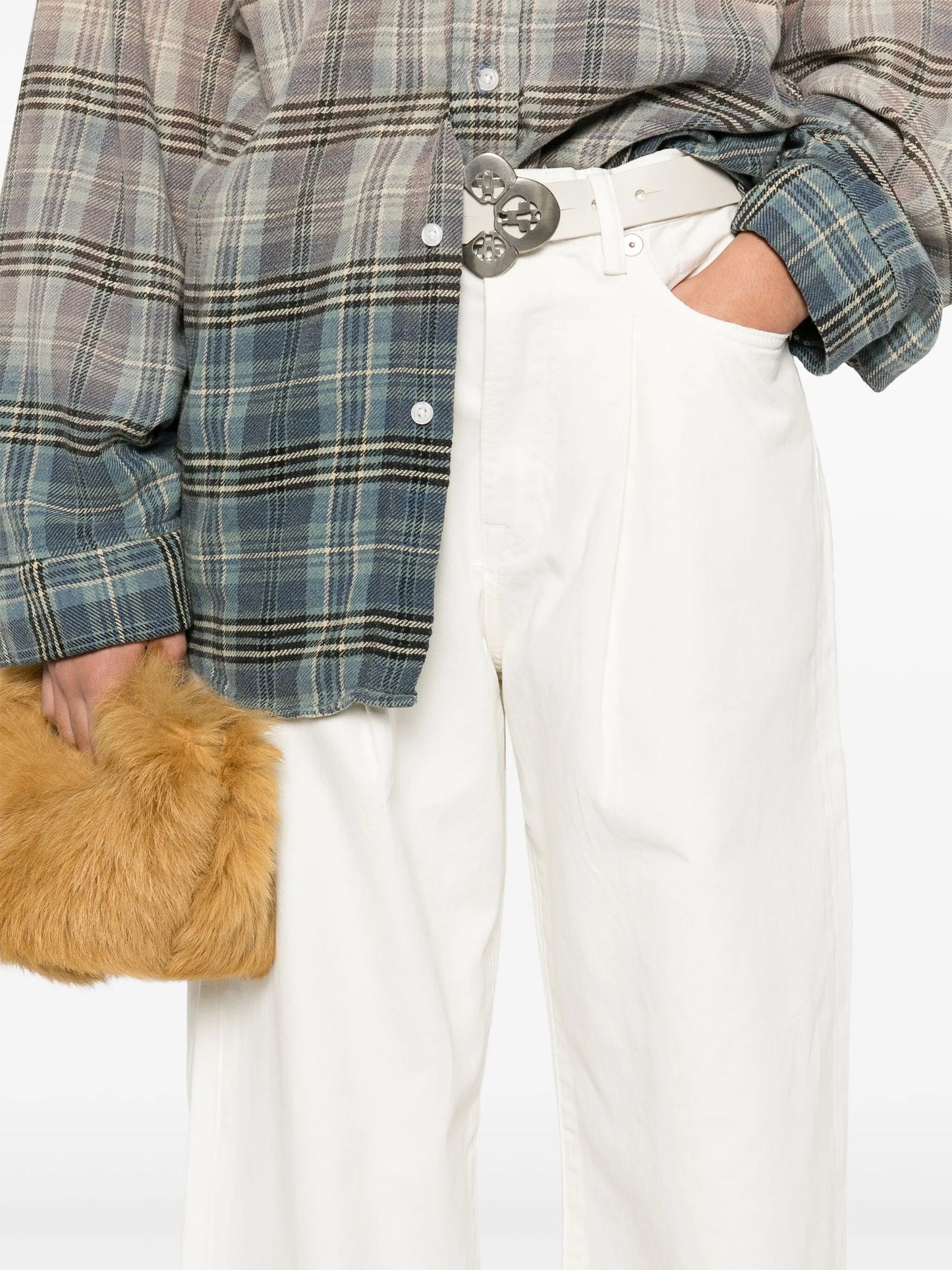 Damon pleated straight-leg jeans
