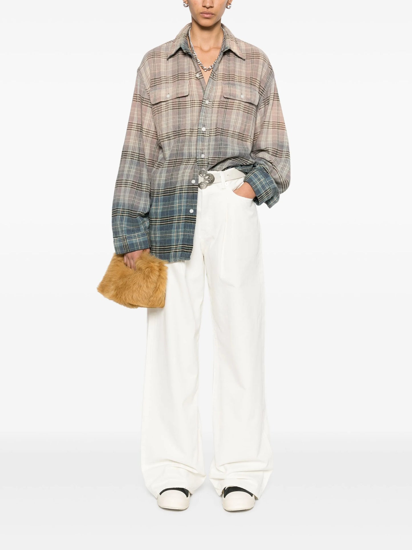 Damon pleated straight-leg jeans