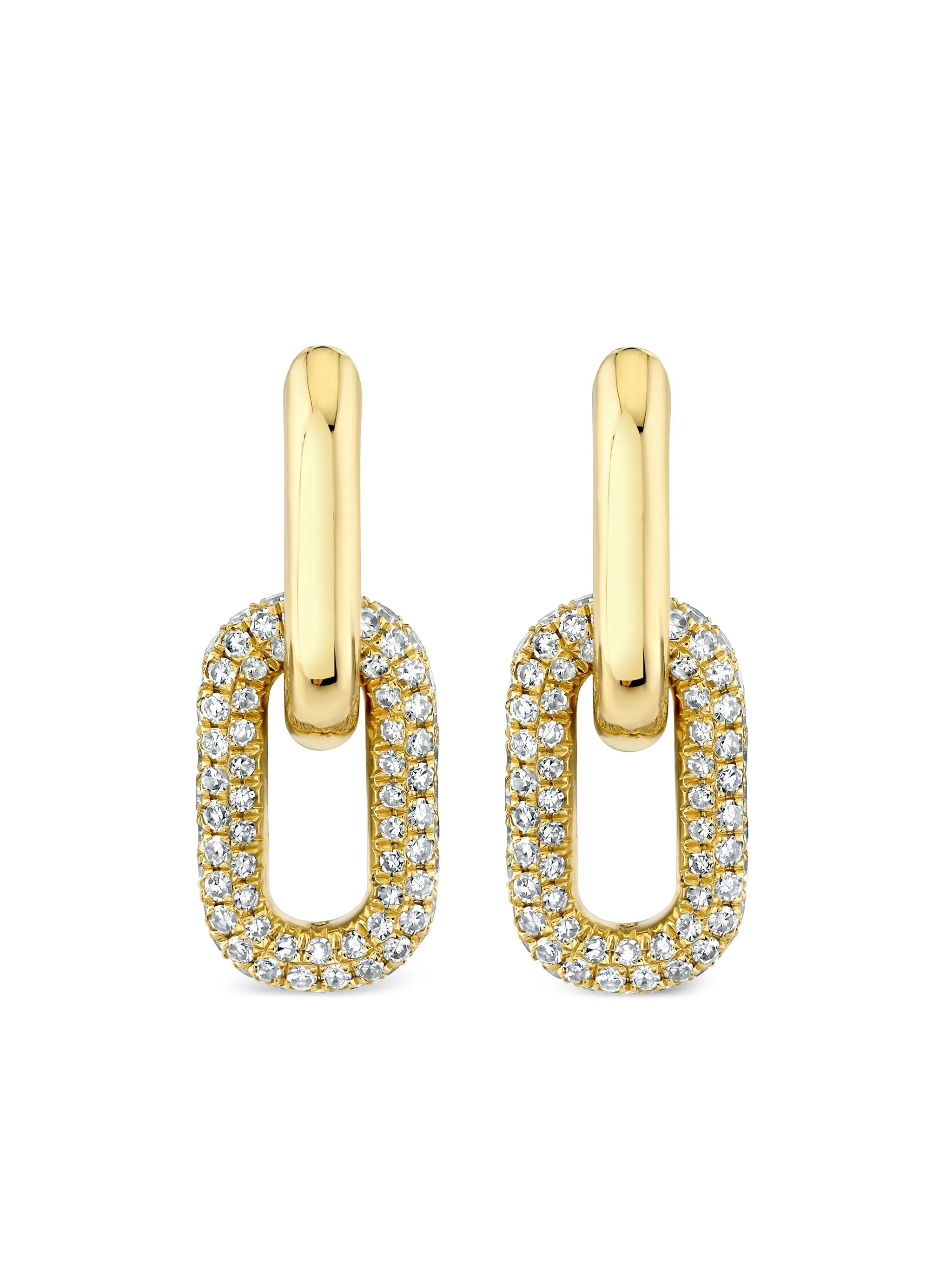 18K yellow gold Double Partial diamond earrings
