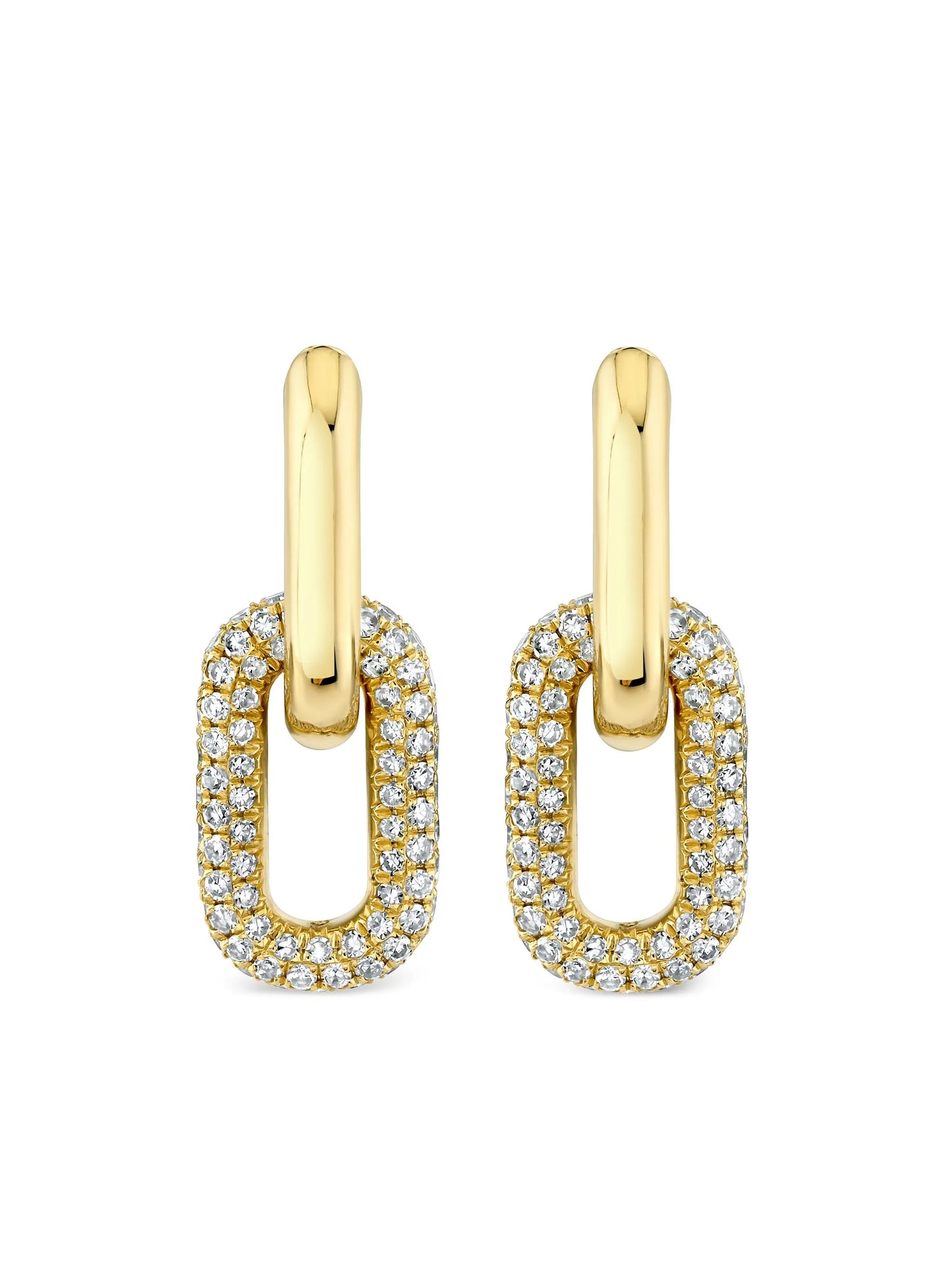 18K yellow gold Double Partial diamond earrings