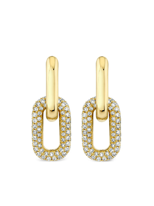 18K yellow gold Double Partial diamond earrings