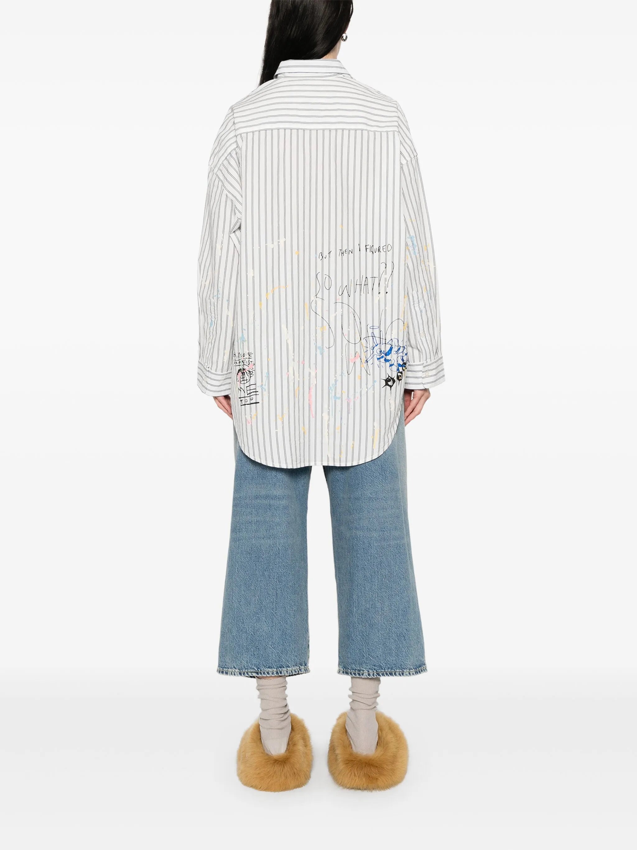 paint-splatter striped shirt