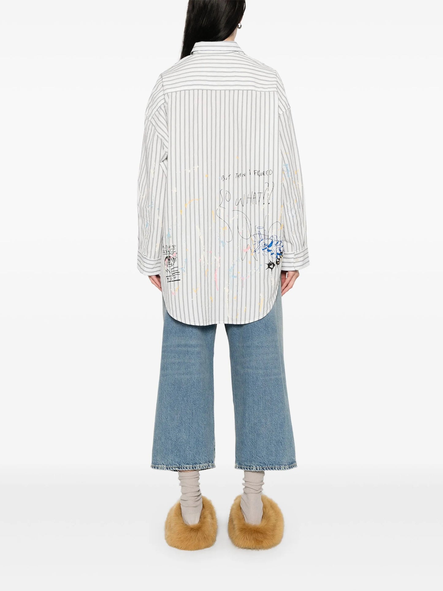 paint-splatter striped shirt