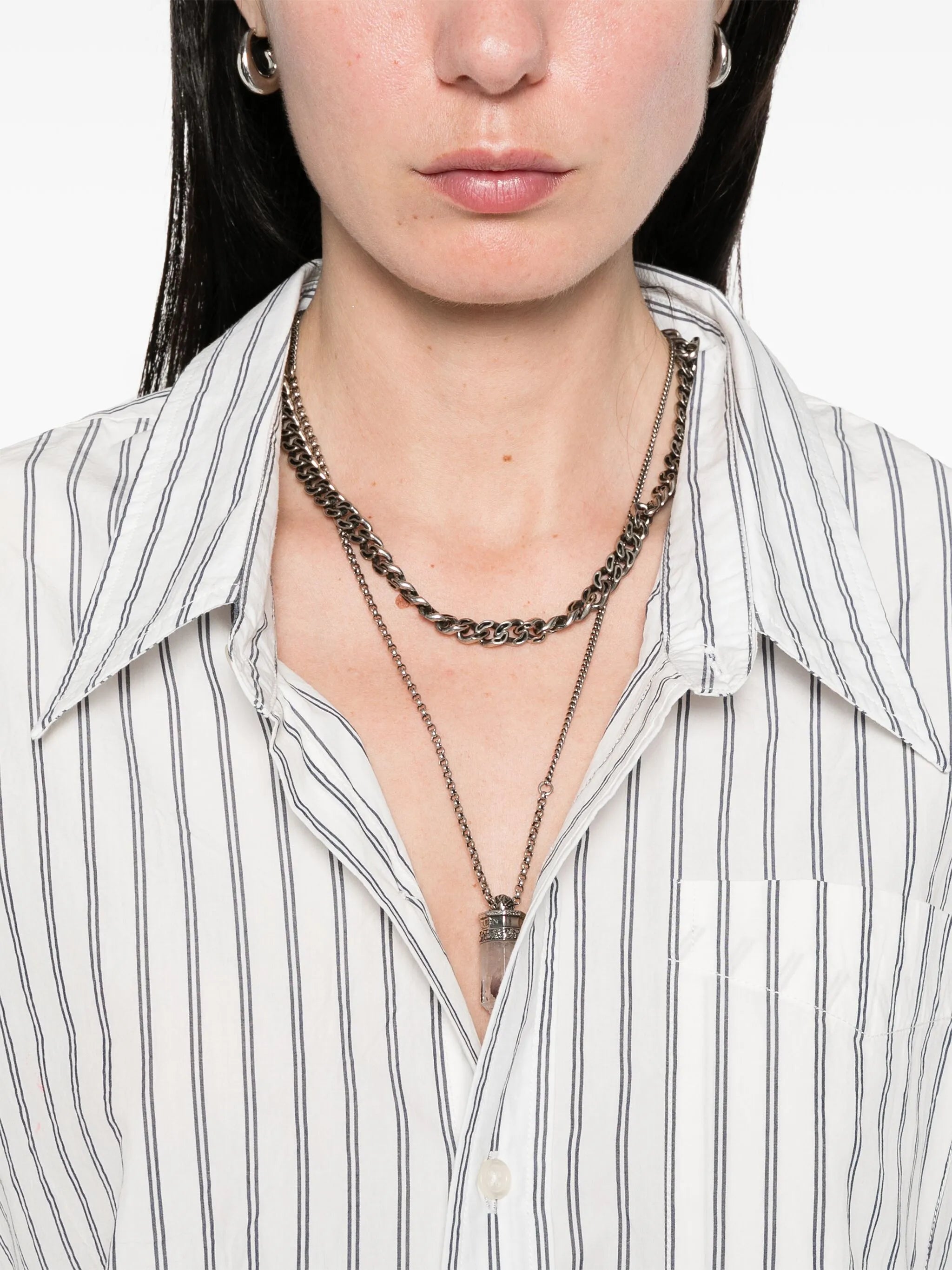 paint-splatter striped shirt